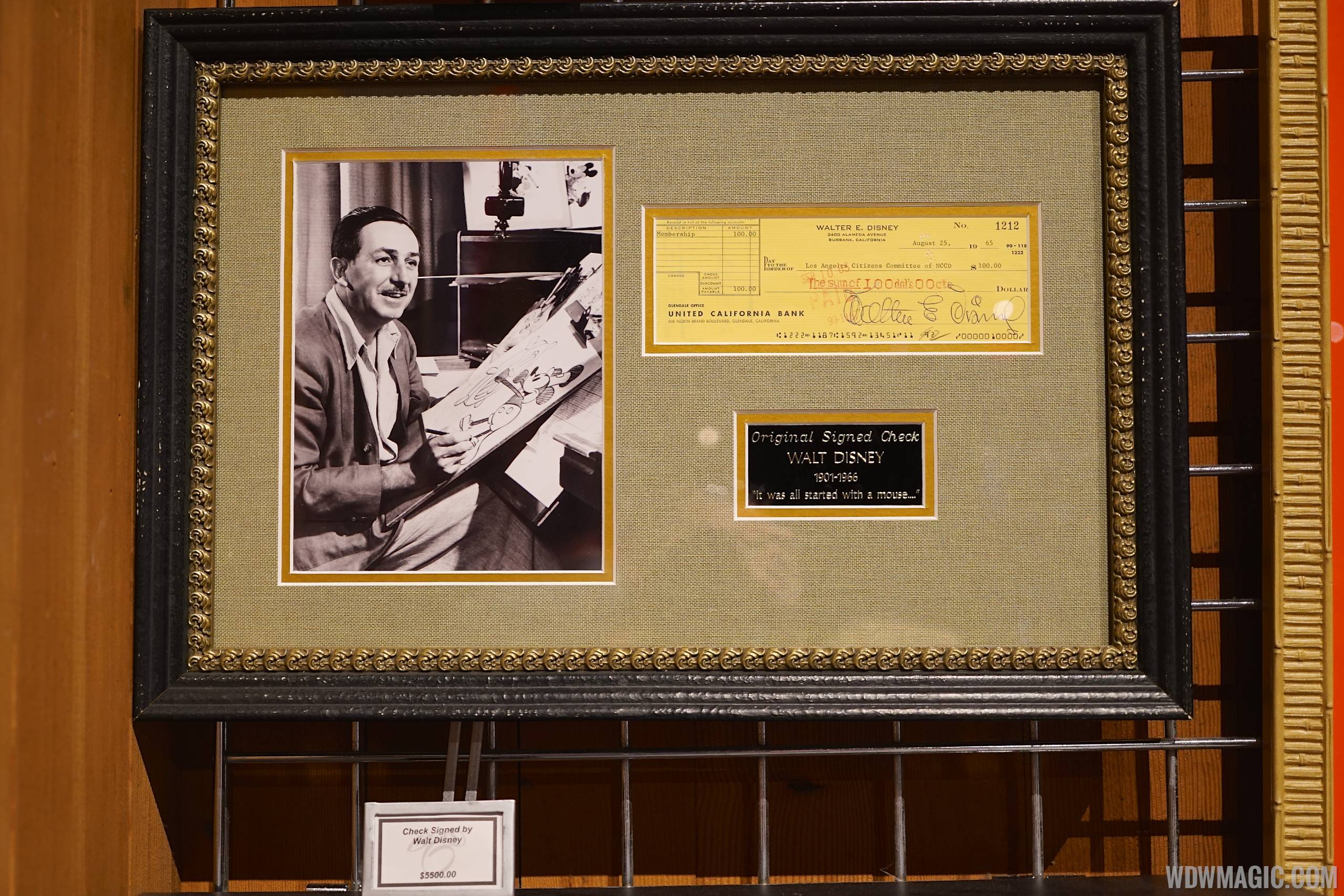 American Film Institute exhibit - The Showcase Shop  Walt Disney signed piece