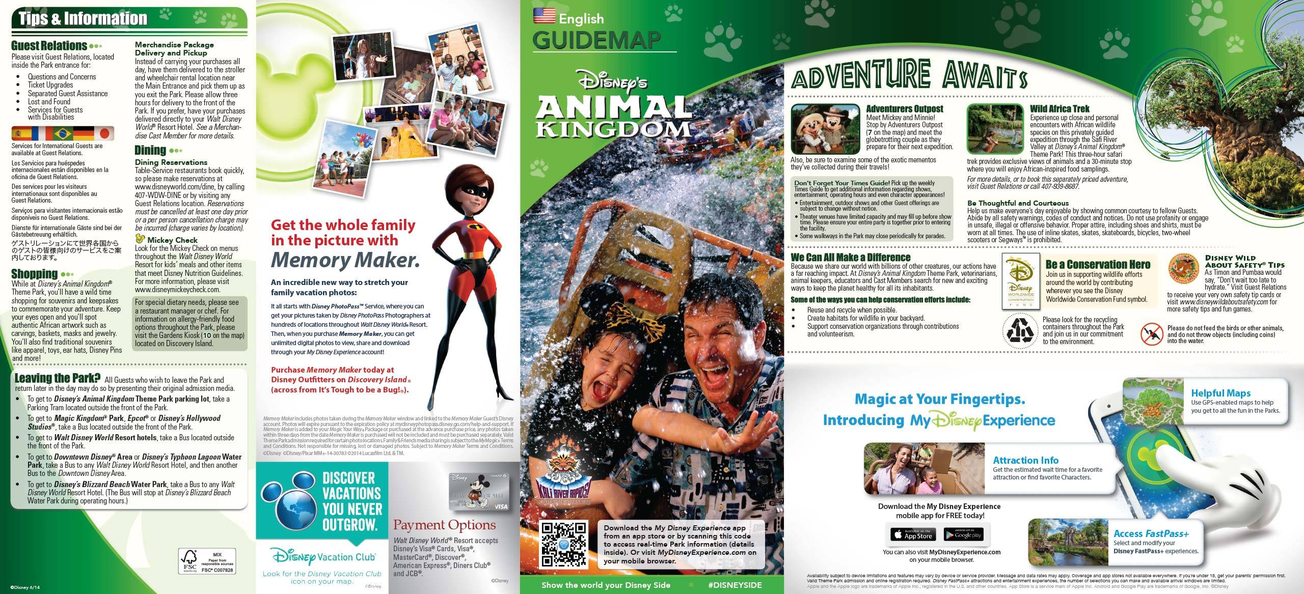 New Disney's Animal Kingdom Park Guide Map with Harambe Theater District addition - front