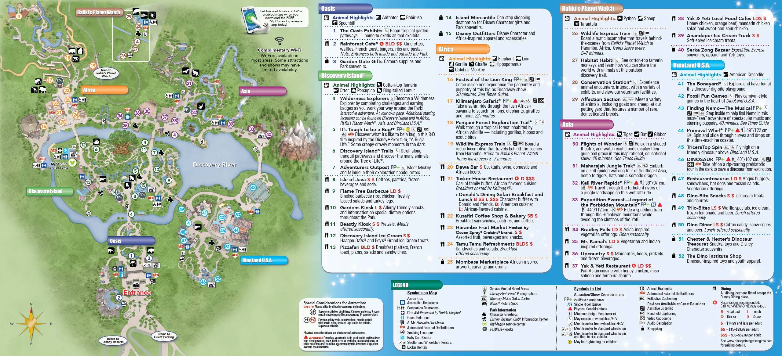 New Disney's Animal Kingdom Park Guide Map with Harambe Theater District addition