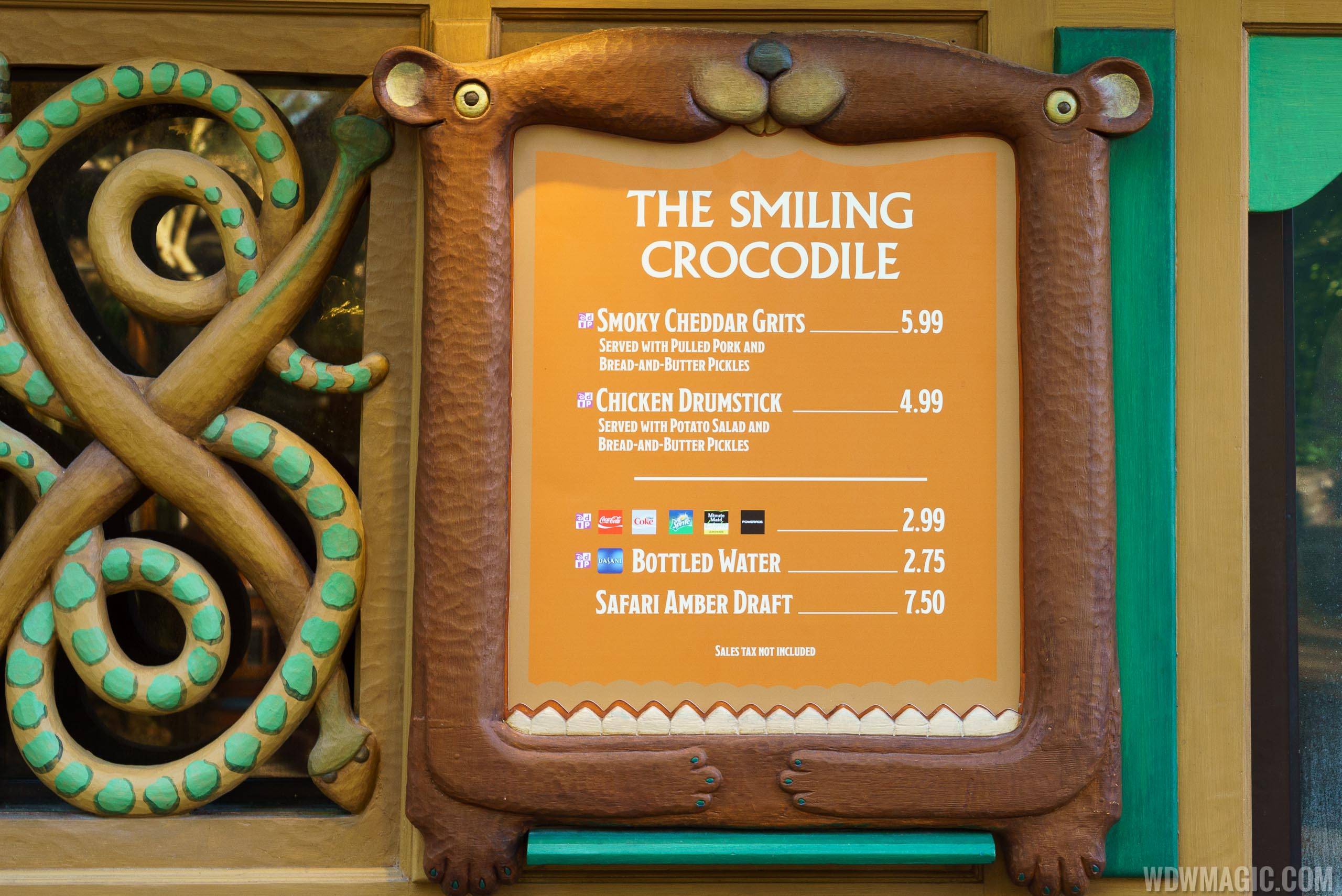 The Smiling Crocodile kiosk menu