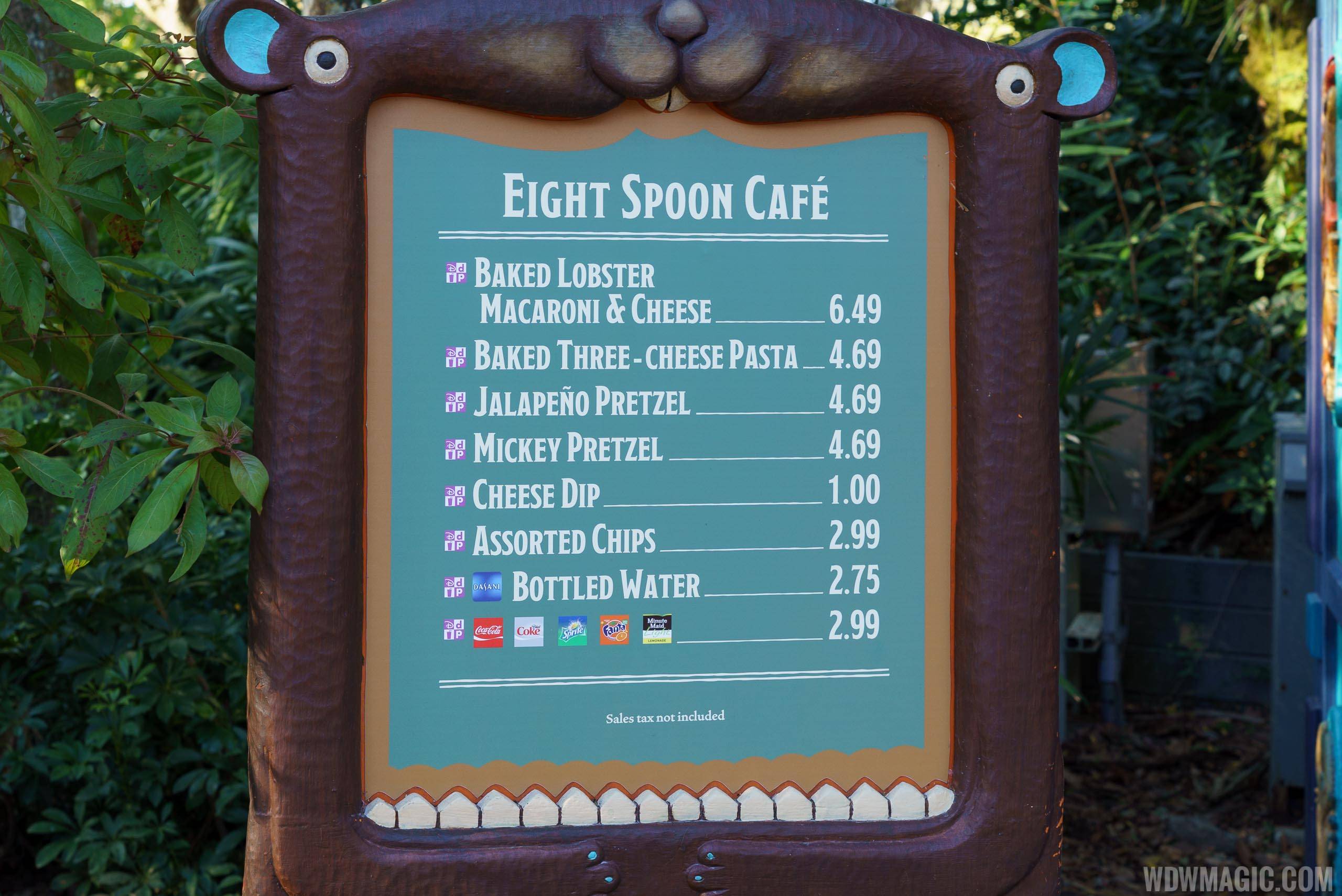 Eight Spoon Cafe kiosk menu