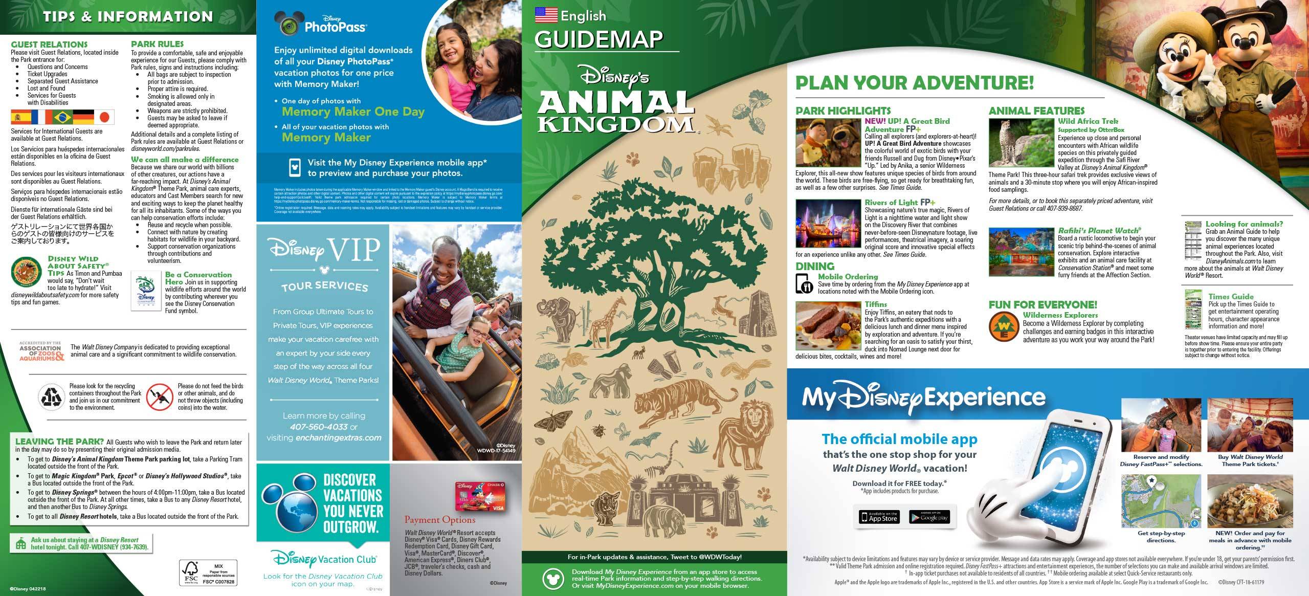 Disney's Animal Kingdom 20th Anniversary guide map - front