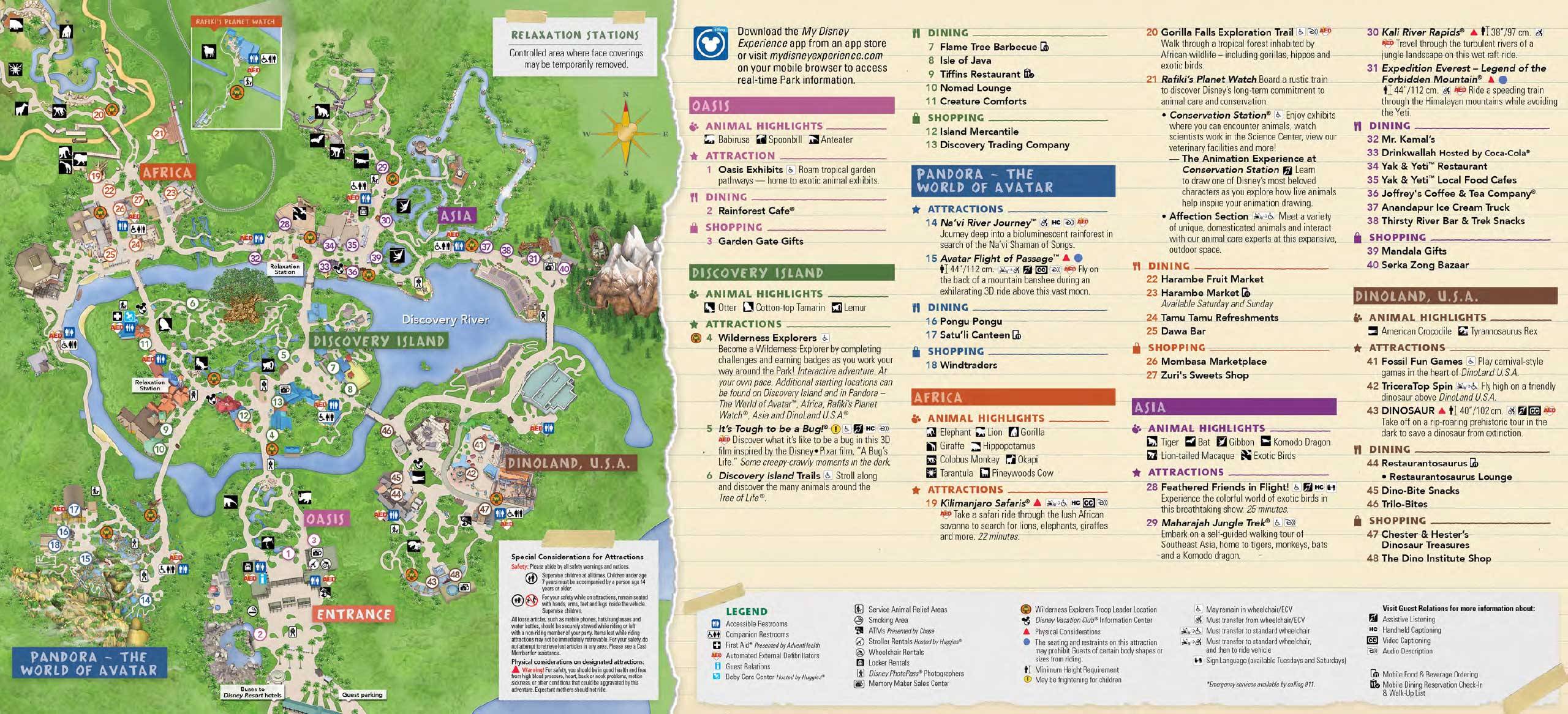 Disney's Animal Kingdom December 2020 guidemap