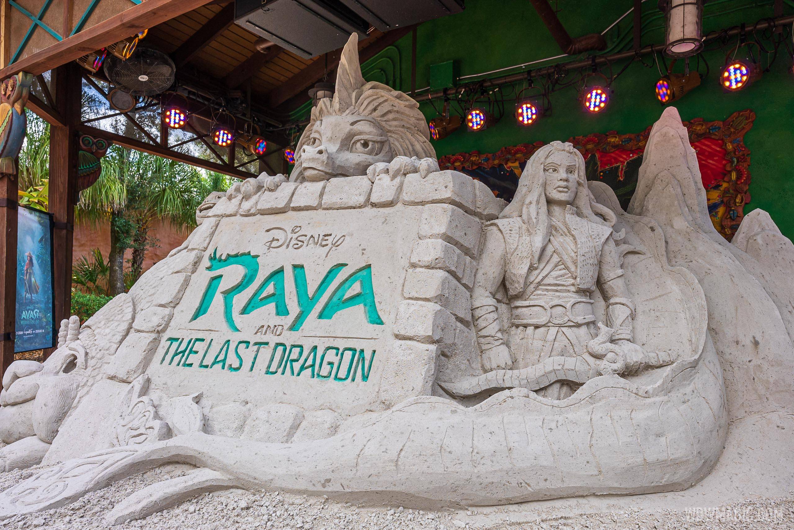 Completed 'Raya and the Last Dragon' sand sculpture
