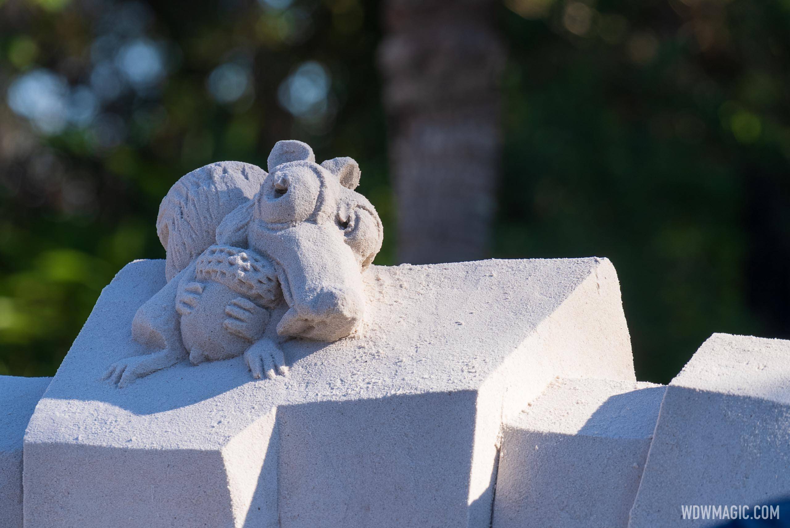 The Ice Age Adventures of Buck Wild sand sculpture at Disney's Animal Kingdom