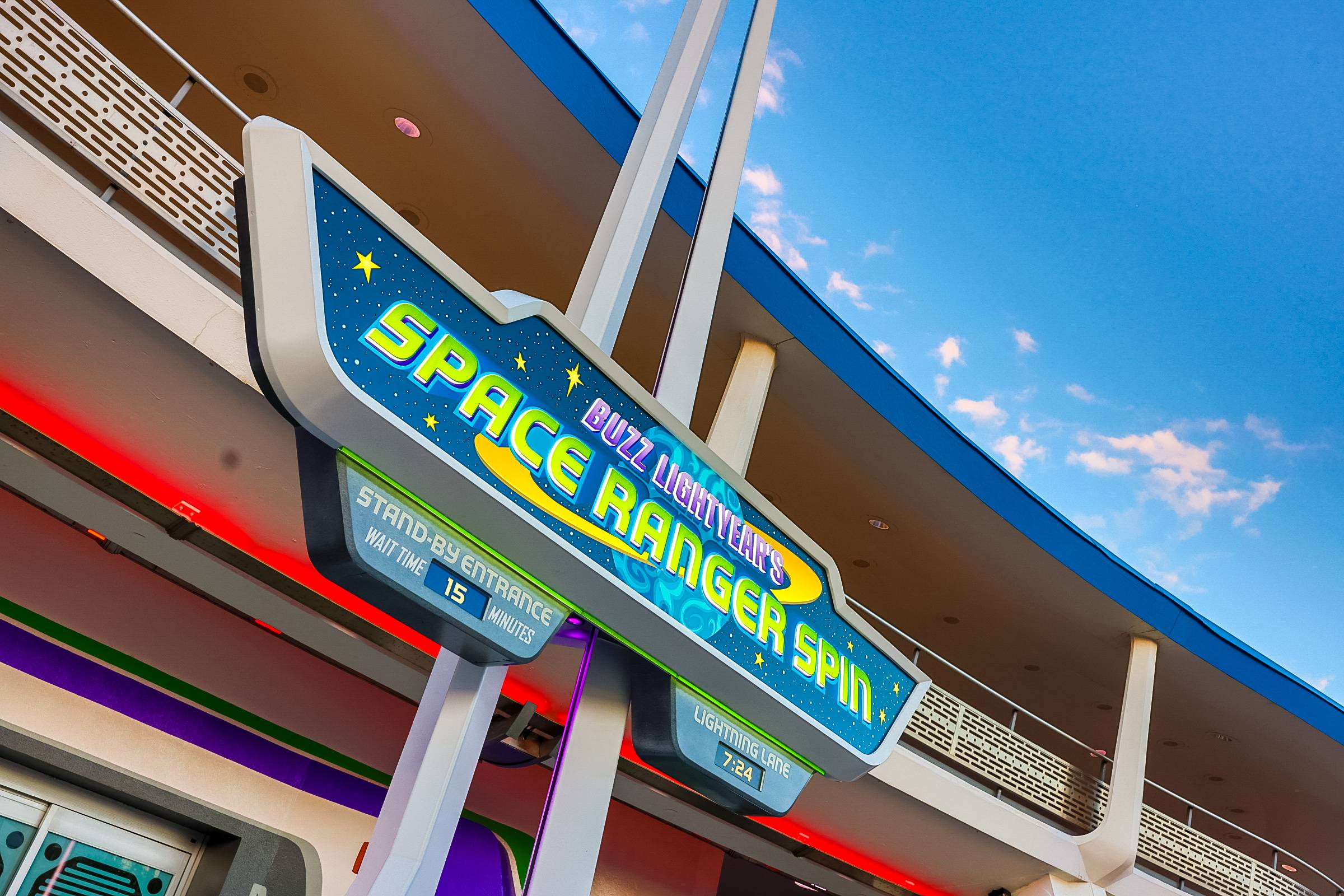 New Buzz Lightyear's Space Ranger Spin Marquee Installed at Magic Kingdom
