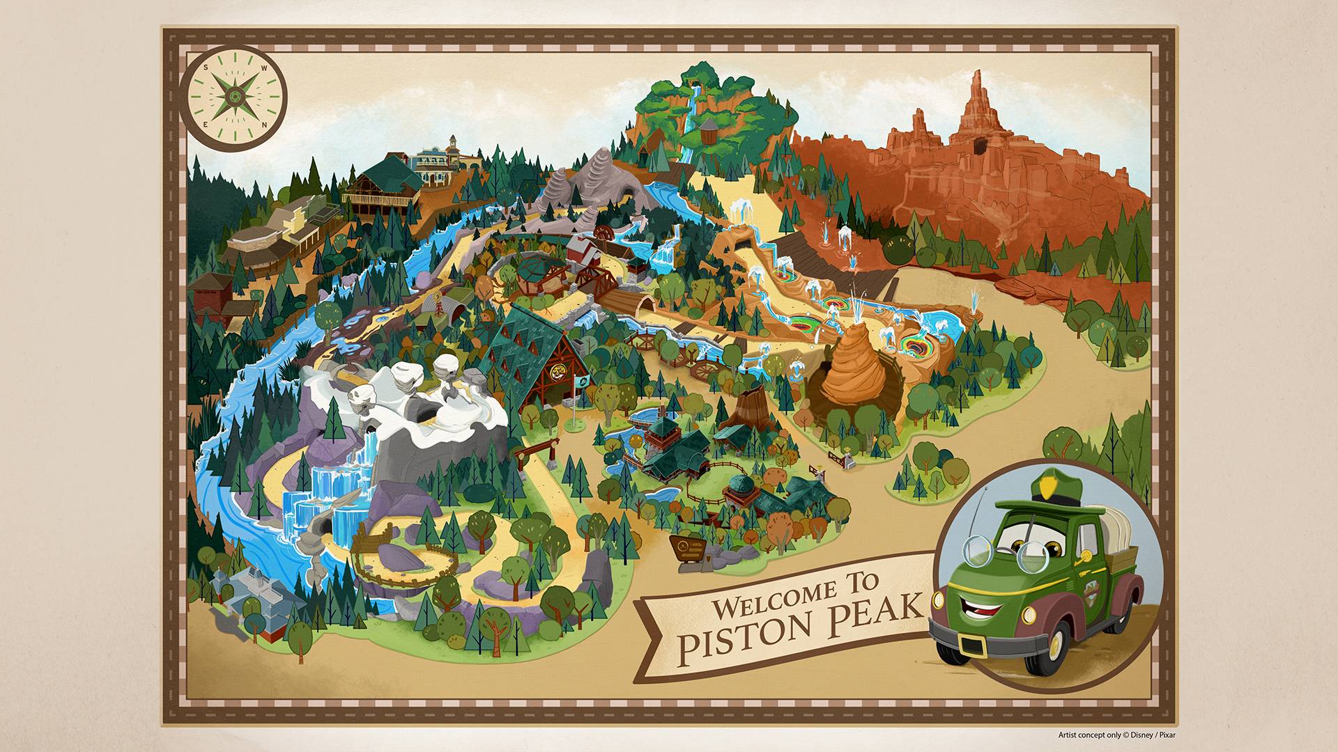 Disney Reveals New Details for Cars-Themed Piston Peak National Park Expansion at Magic Kingdom