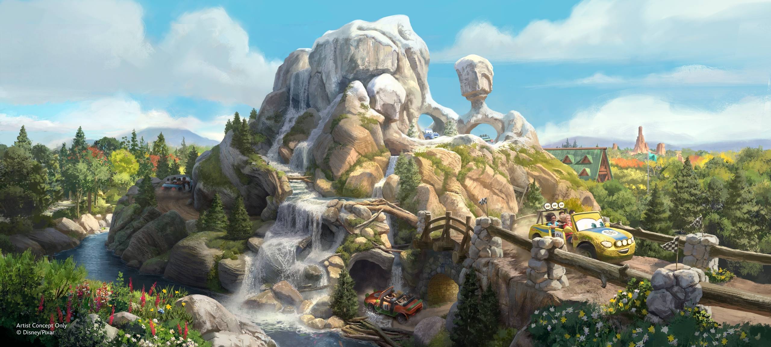 Cars Ridge Run Rally at Magic Kingdom &ndash; Waterfall Concept Art