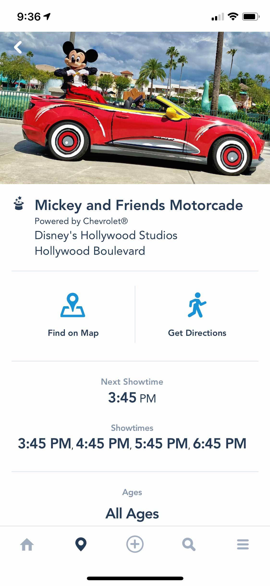 Mickey and Friends motorcade showtimes