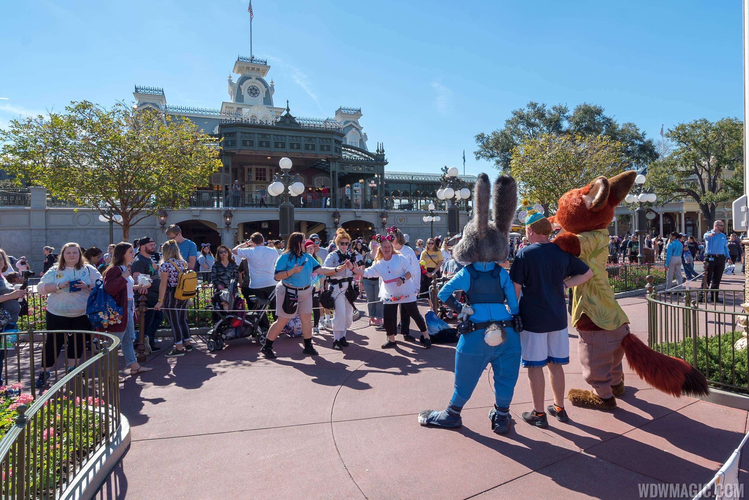 Nick and Judy meet and greet as part of Mickey and Minnie's Surprise Celebration