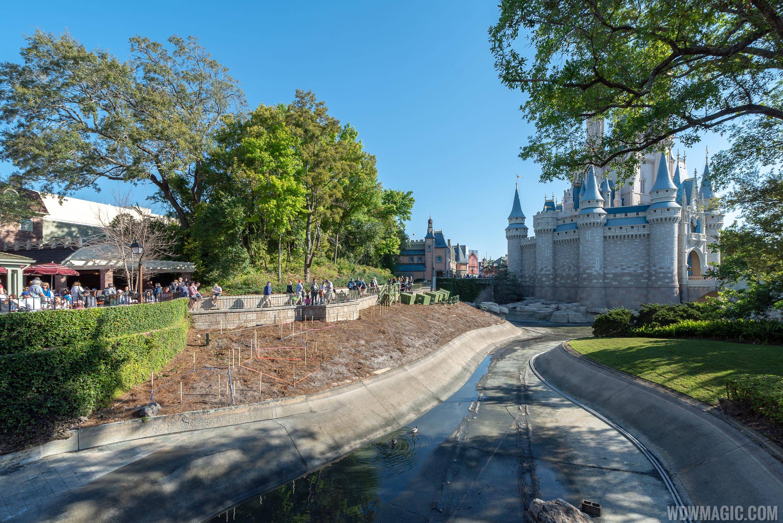 PHOTOS - Waterway around Cinderella Castle drained for walkway widening construction