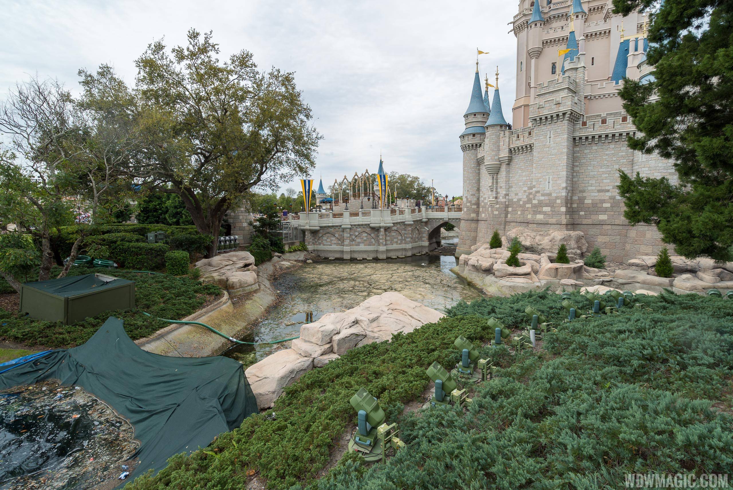 PHOTOS - Waterways drained around Cinderella Castle in preparation for enhancements