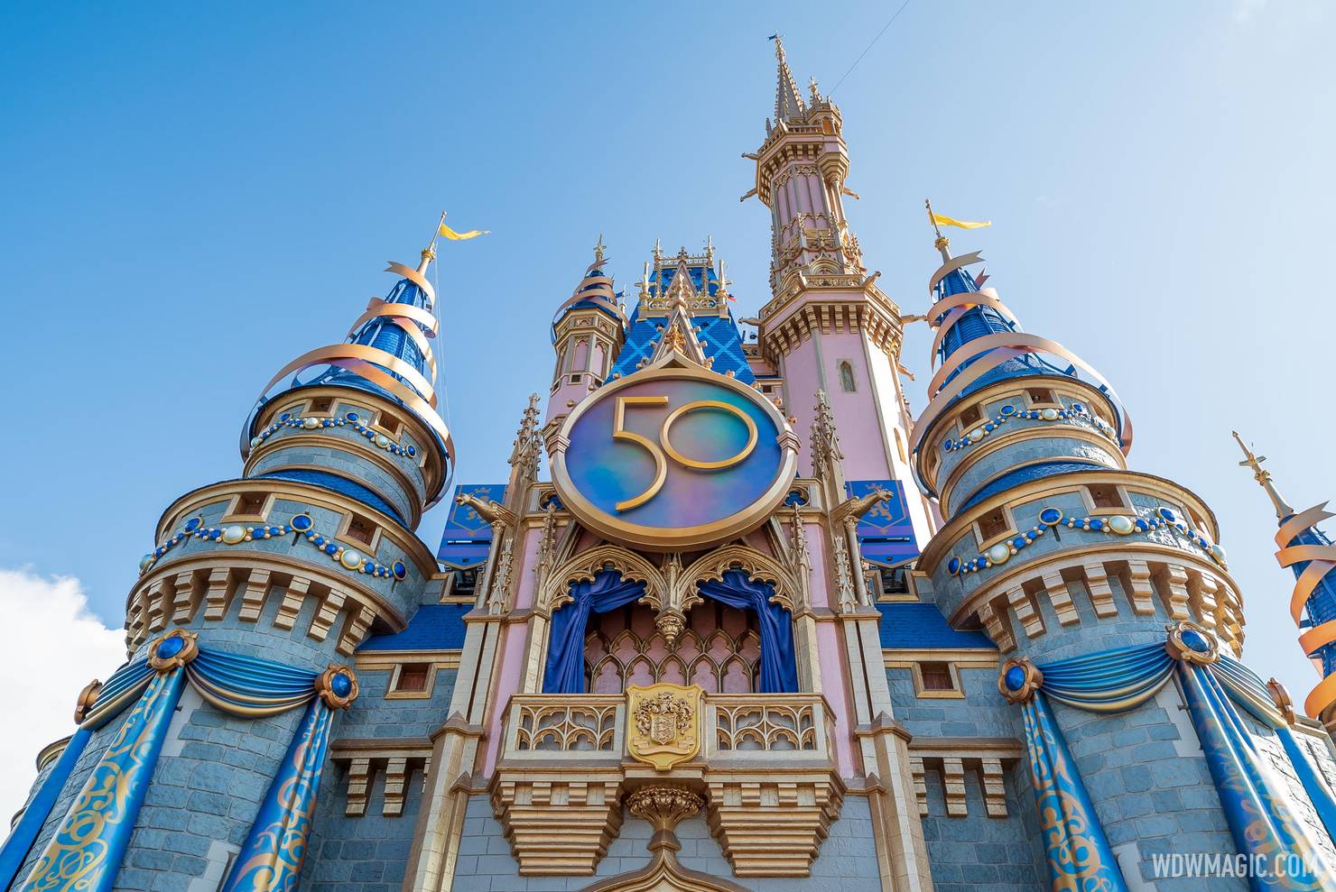 50th crest added to Cinderella Castle 50th crest added to Cinderella Castle