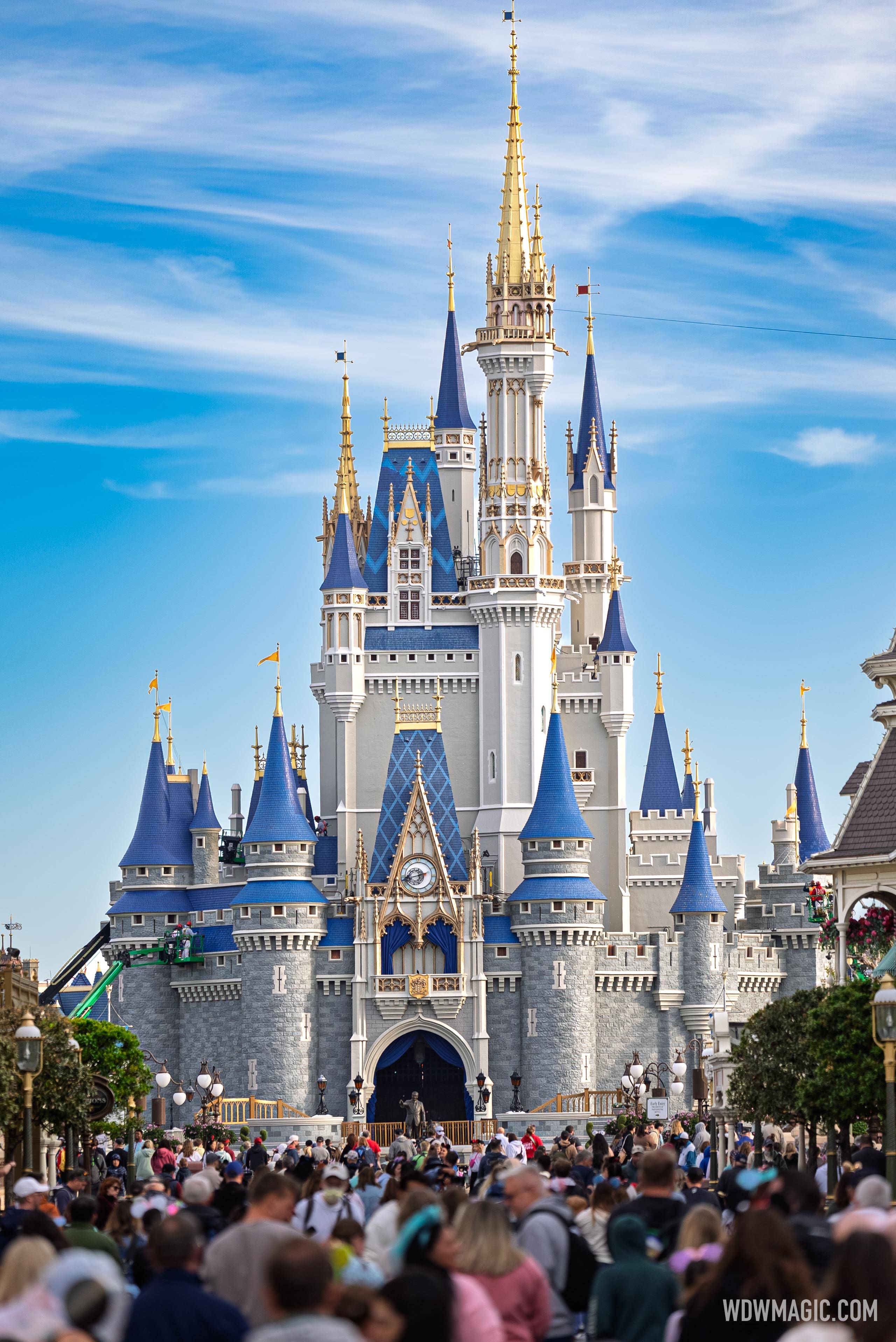 Cinderella Castle Spire Repainting Progress - March 19 2026