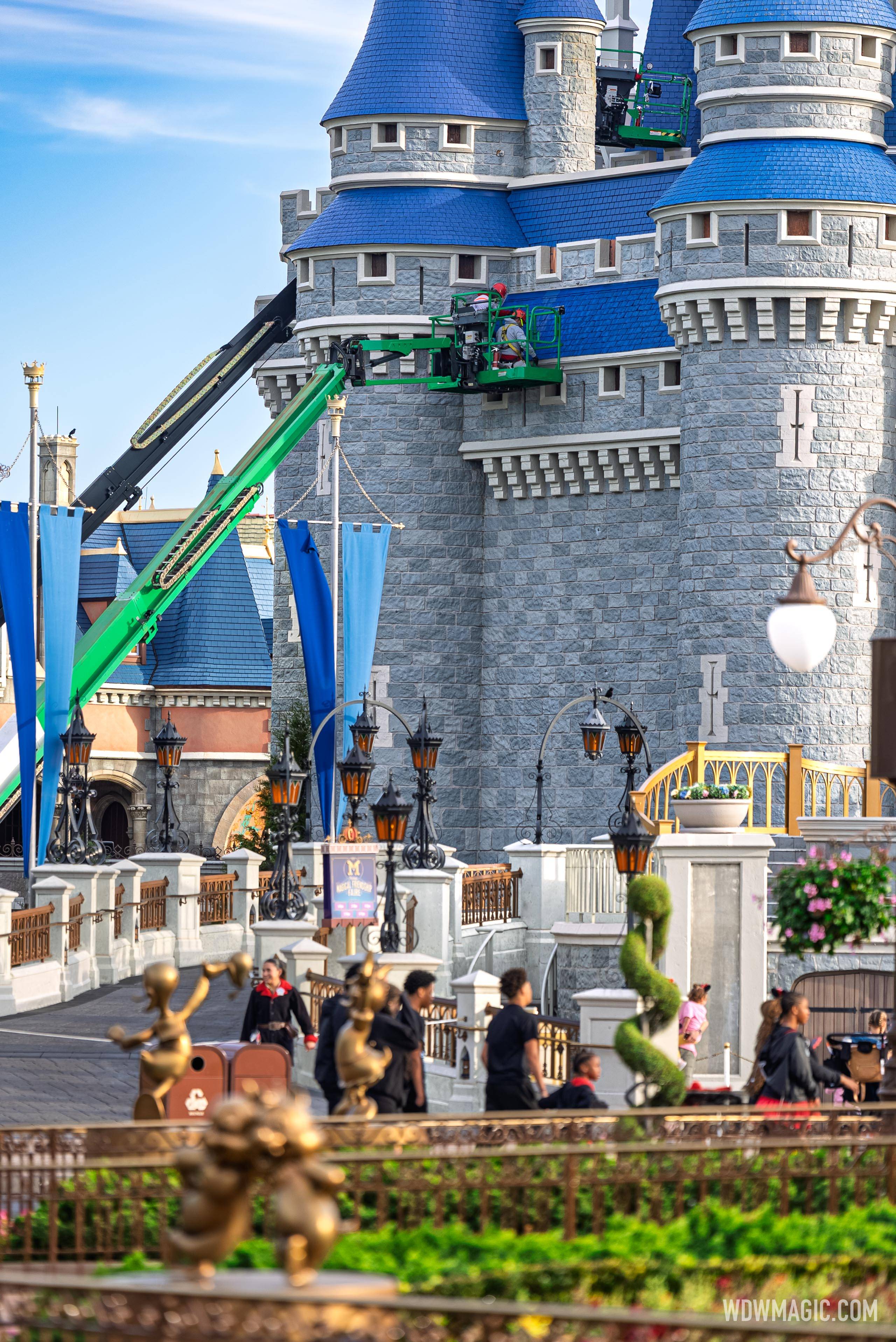 Cinderella Castle Spire Repainting Progress - March 19 2026