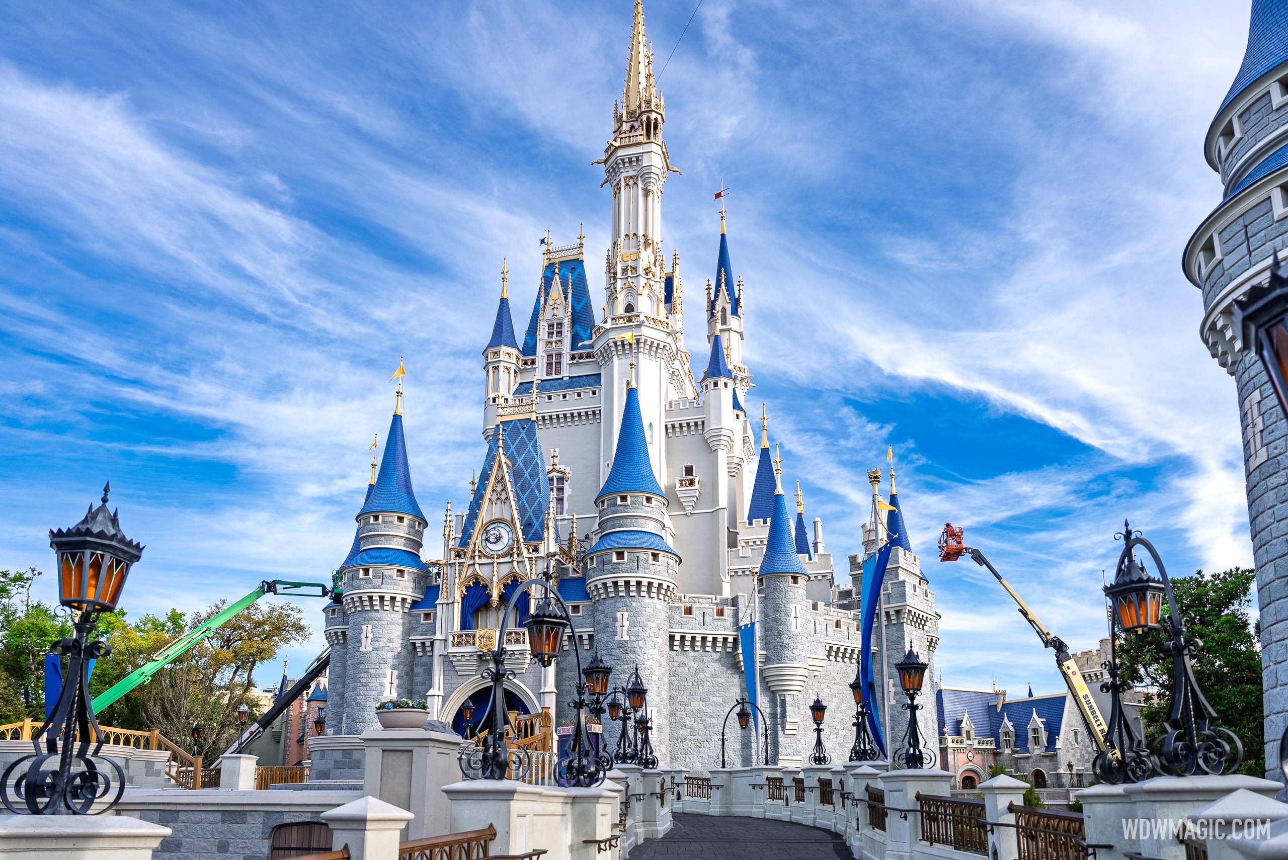Cinderella Castle Spire Repainting Progress - March 19 2026