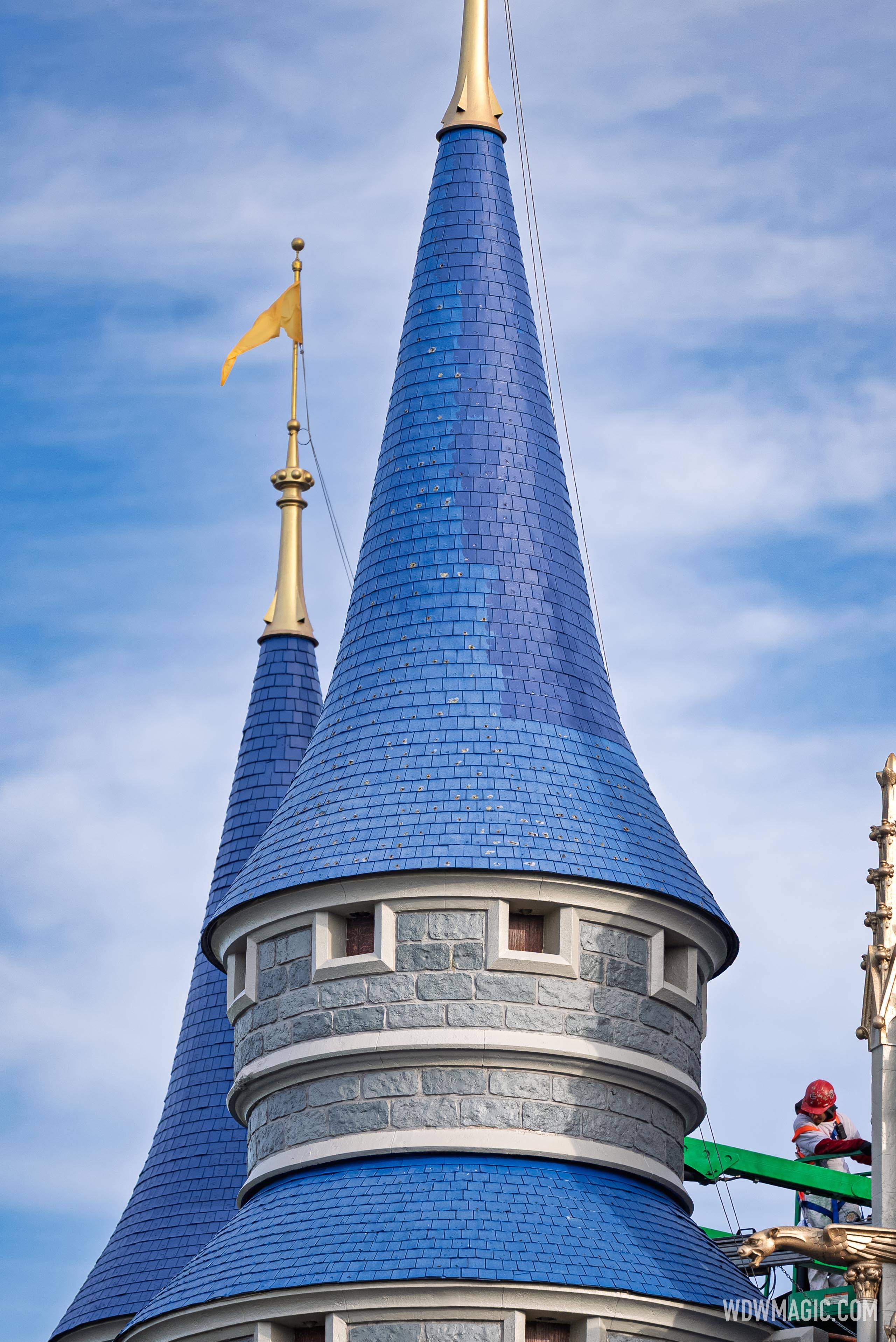 Cinderella Castle Spire Repainting Progress - March 19 2026