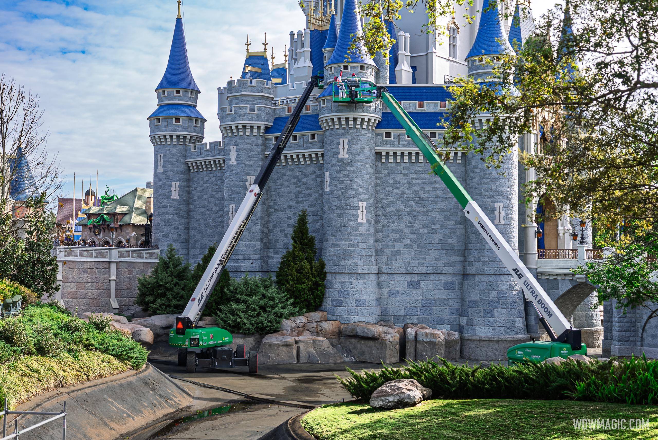 Cinderella Castle Spire Repainting Progress - March 19 2026