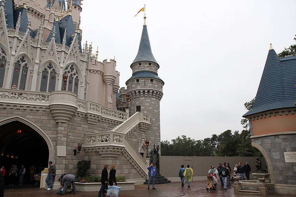 Construction walls now being added to Cinderella Castle ready for refurbishment