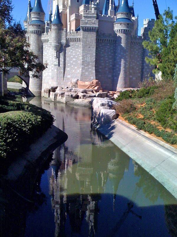 Cinderella Castle moat draining