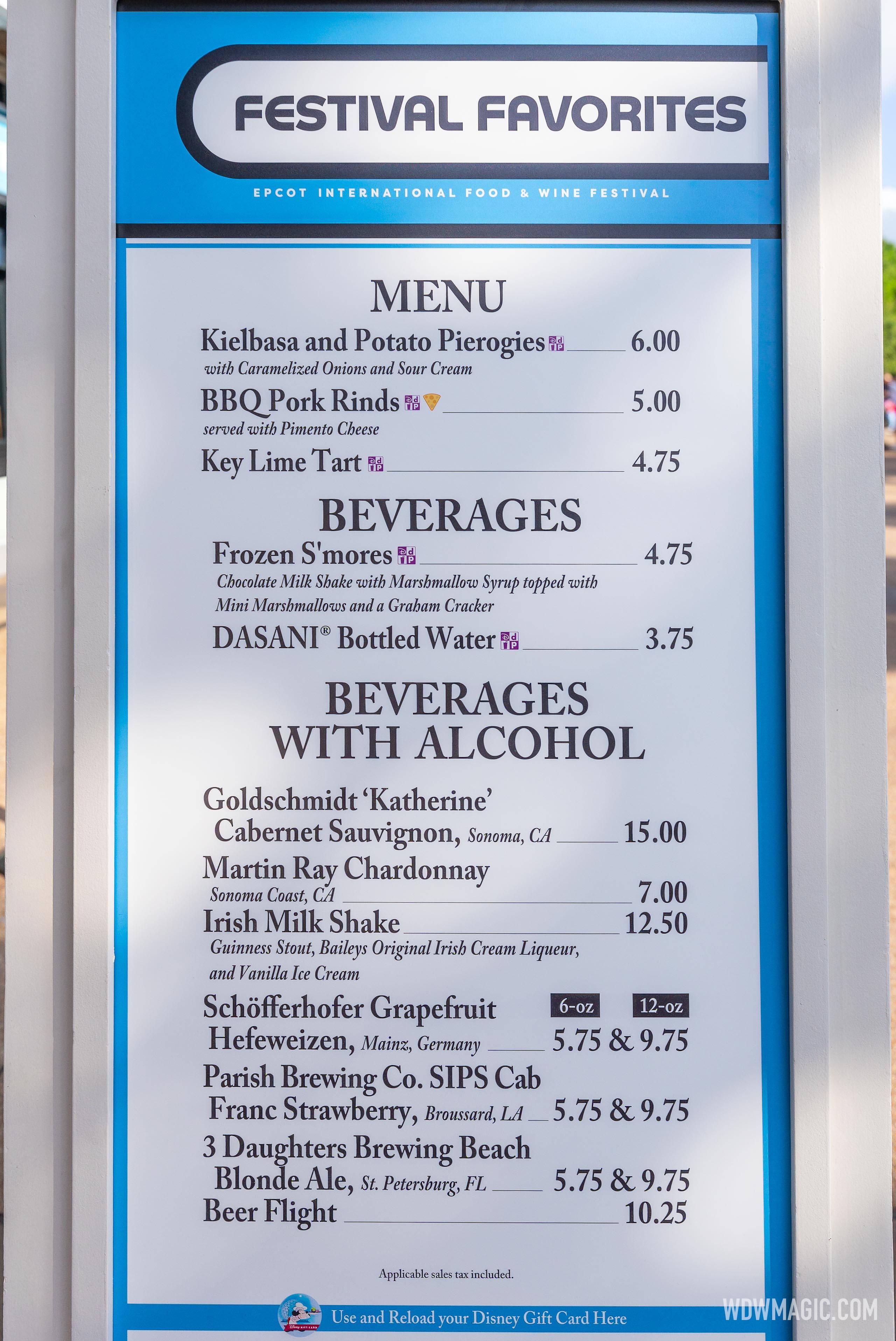 Festival Favorites menu