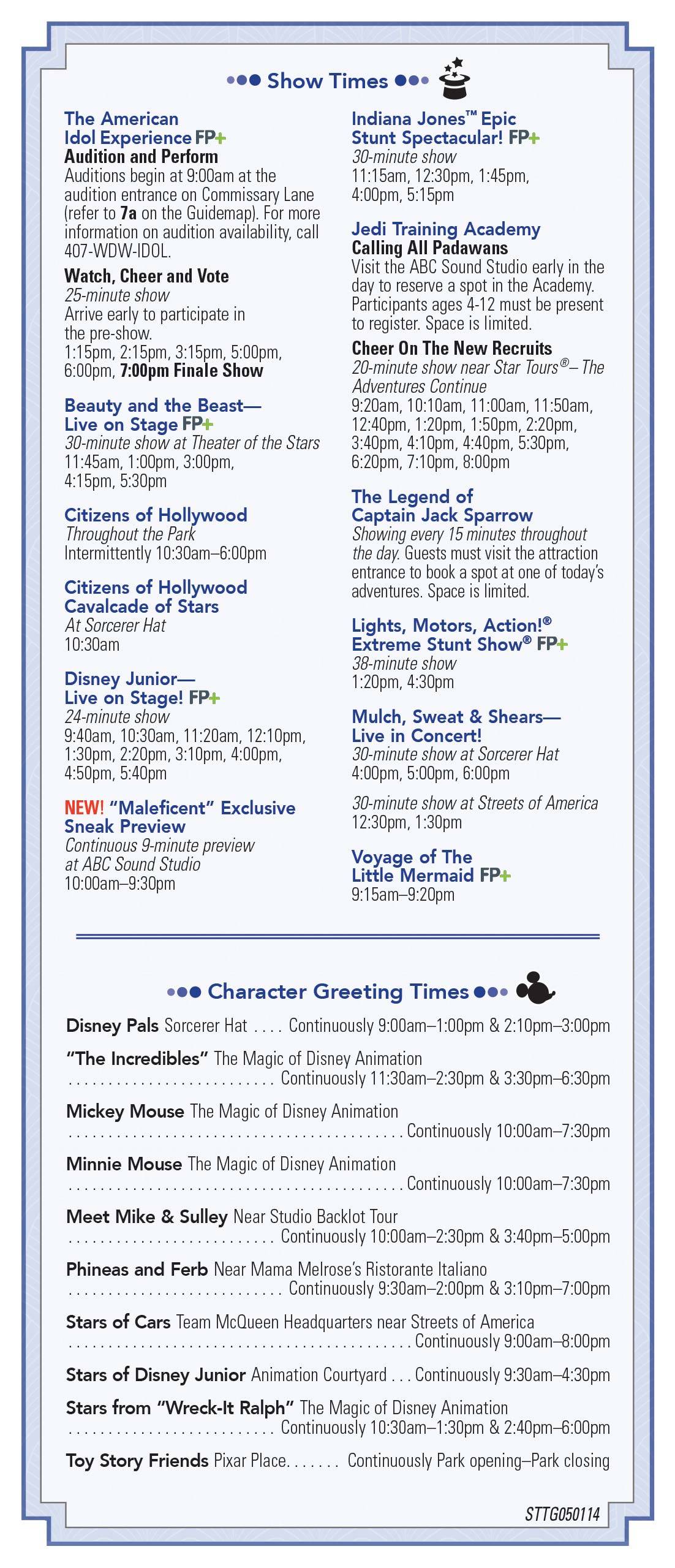 Disney's Hollywood Studios 25th Anniversary times guide back