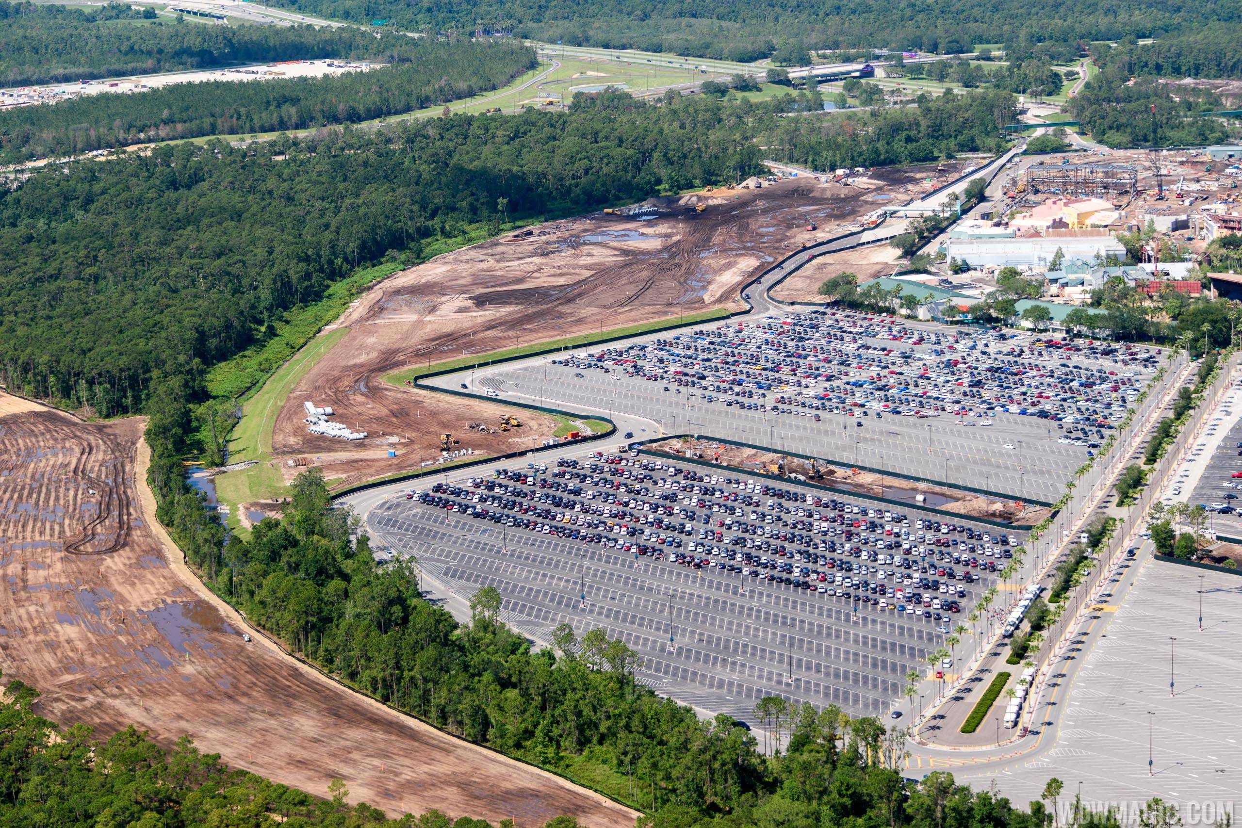 Parking lot expansion and new entry road at Disney's Hollywood Studios
