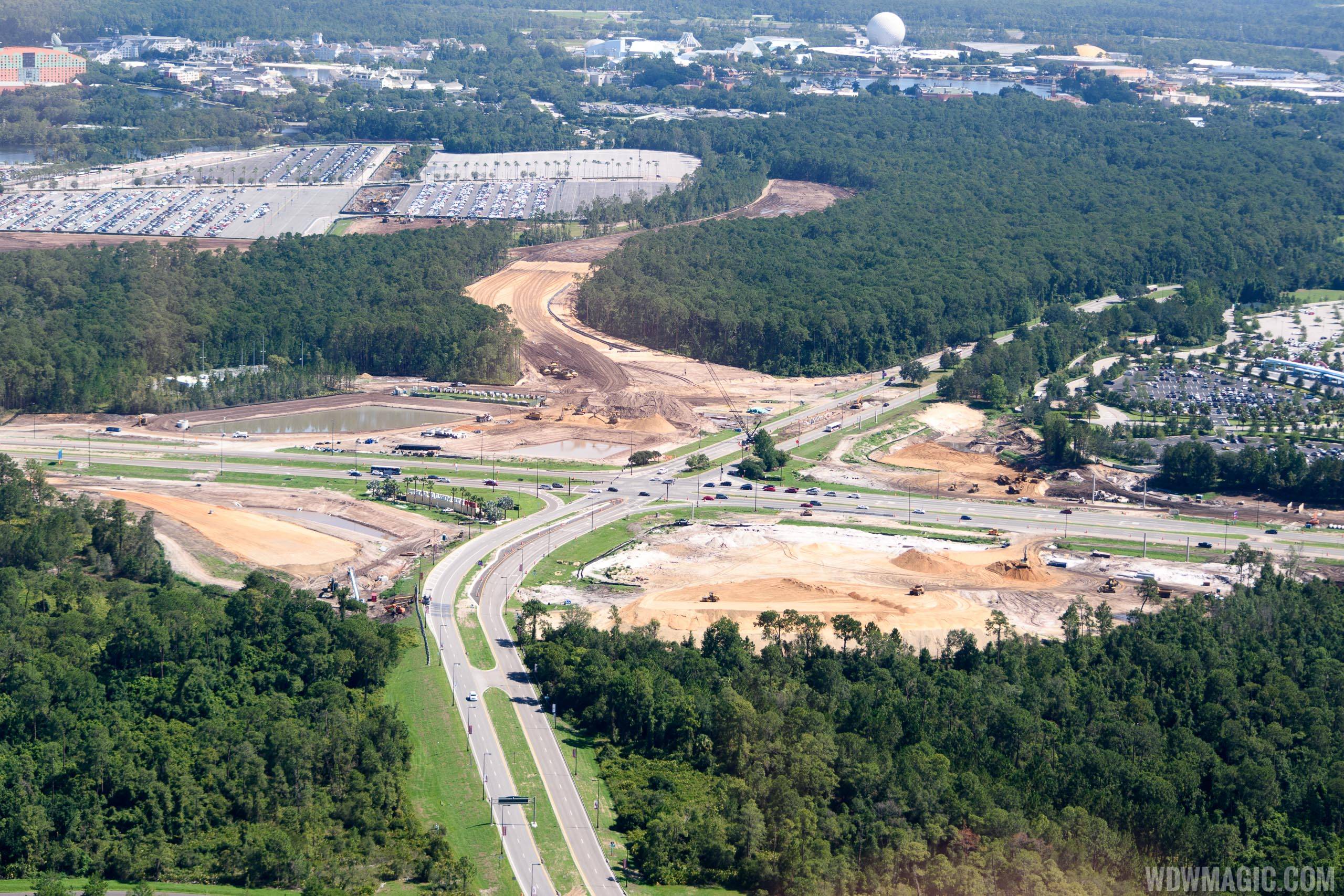 Aerial views of new entrance and roadways at Disney's Hollywood Studios
