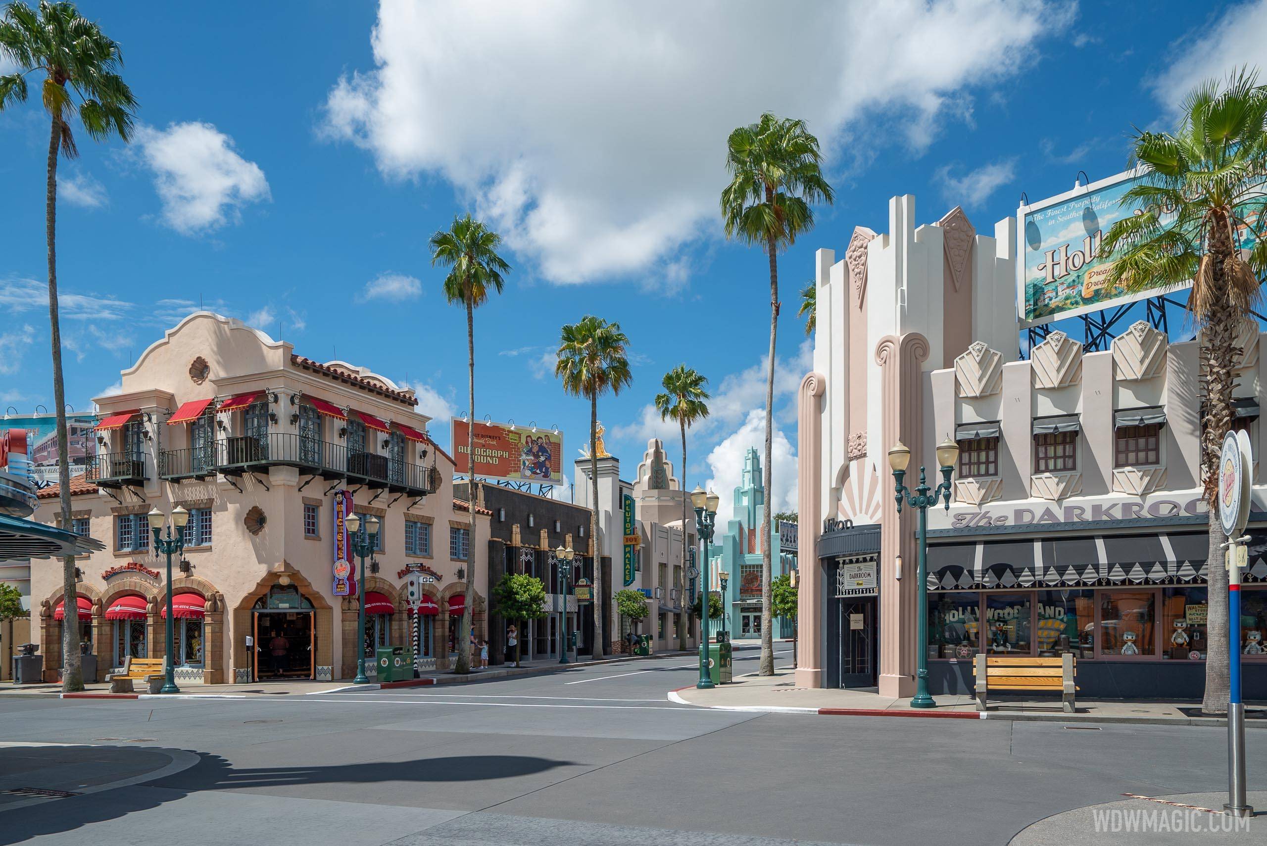 An empty Hollywood Blvd mid-day at Disney's Hollywood Studios