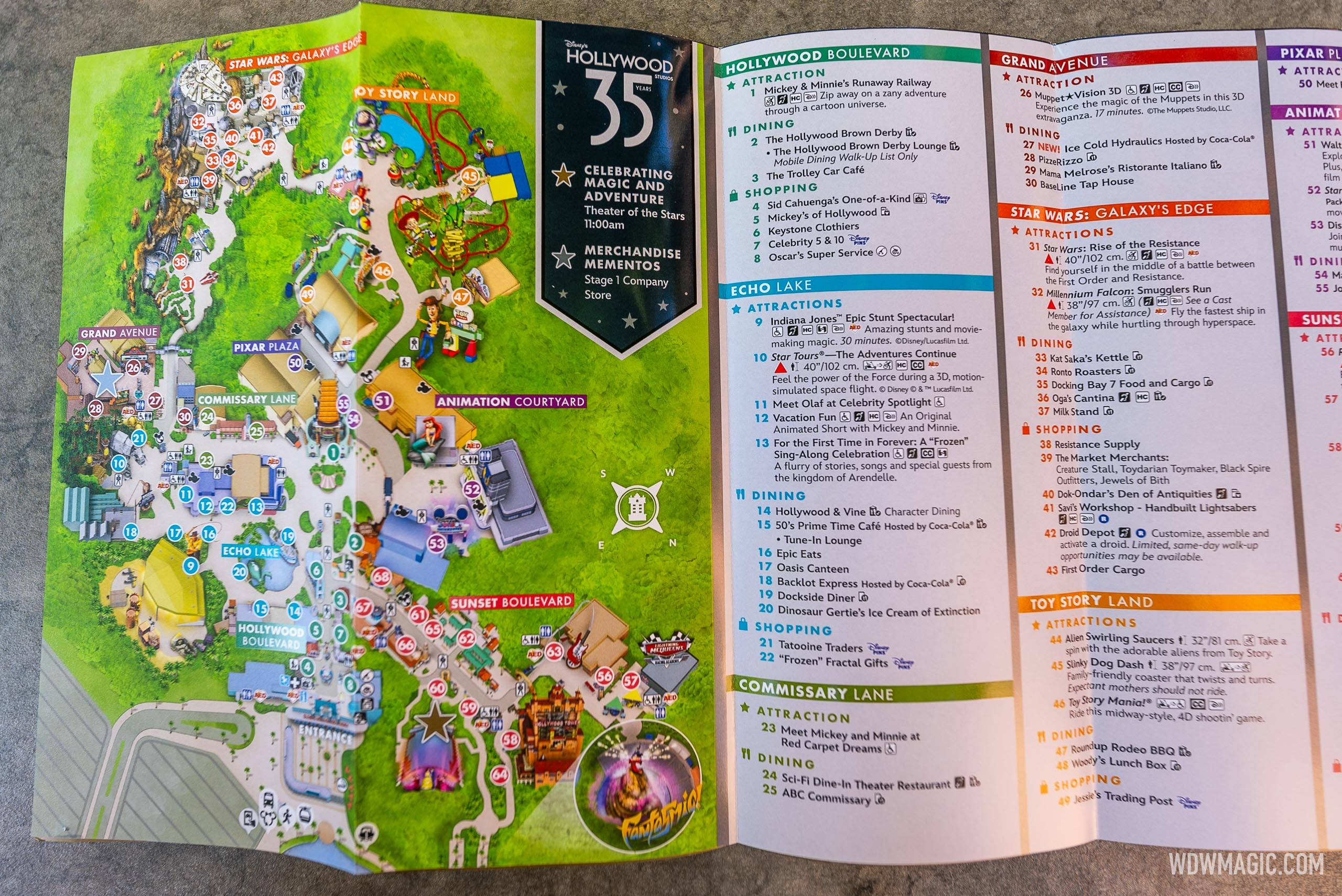 Disney's Hollywood Studios 35th anniversary guidemap 