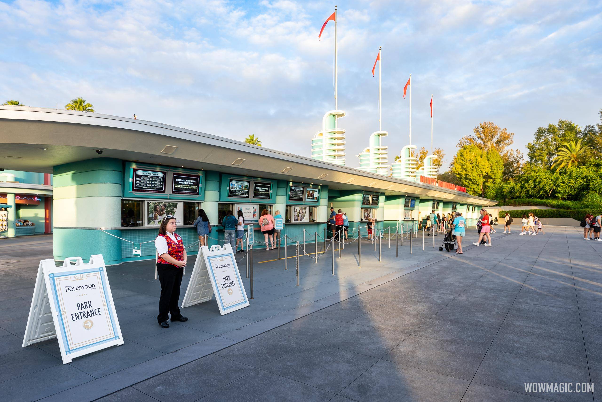 Guests are no longer held at the ticket booths prior to park opening