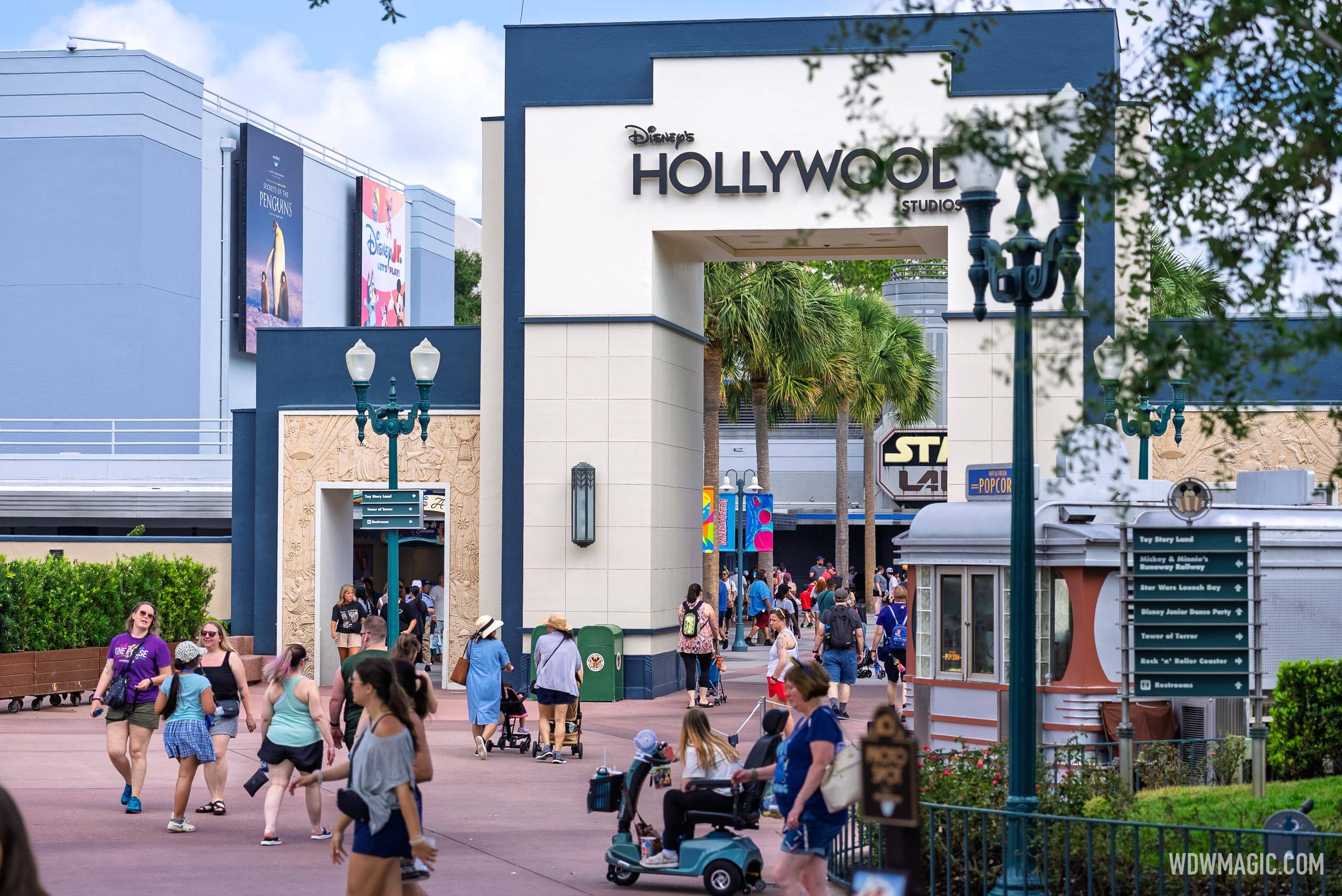 The new checkpoint for Toy Story Land Early Entry is at the Animation Courtyard Arch