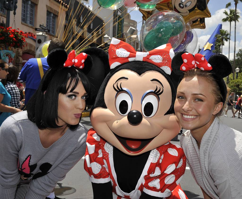 Singer/songwriter Katy Perry (left) and actress Hayden Panettiere (right) with Minnie Mouse at Disney's Hollywood Studios on April 25, 2009. Copyright 2009 The Walt Disney Company. 