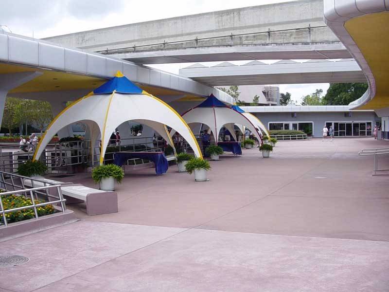 New security tents at Epcot main entrance