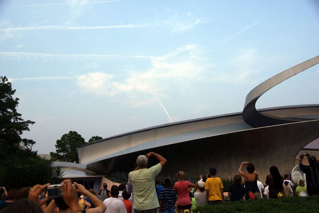 Space Shuttle Endeavour STS-118 launch over Epcot