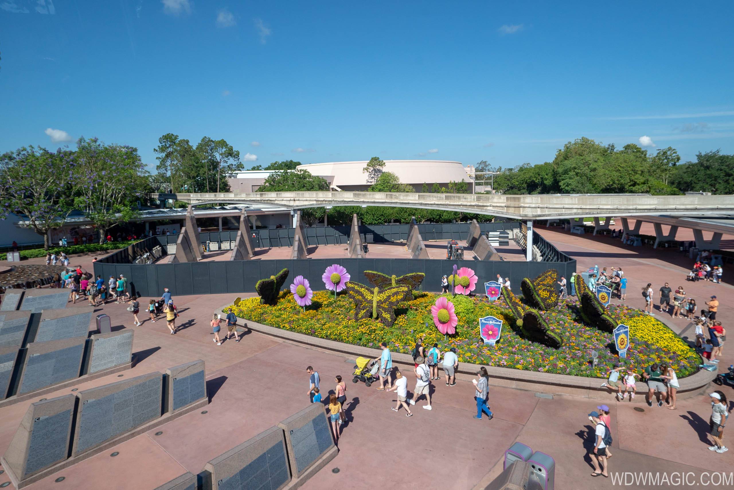 PHOTOS - Demolition walls up around Leave a Legacy at Epcot's main entrance