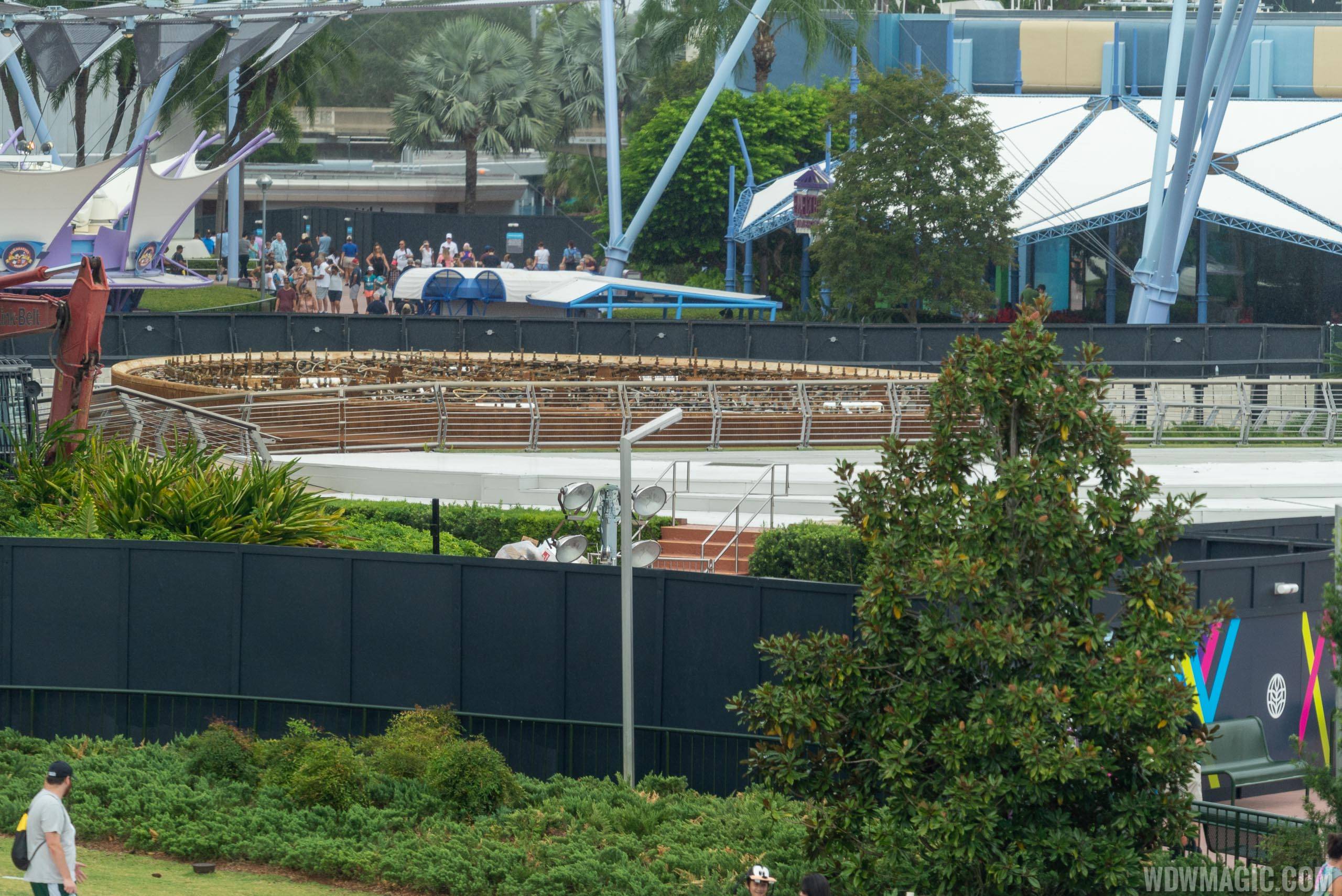 Epcot central area construction October 2019 - Looking toward Fountain of Nations