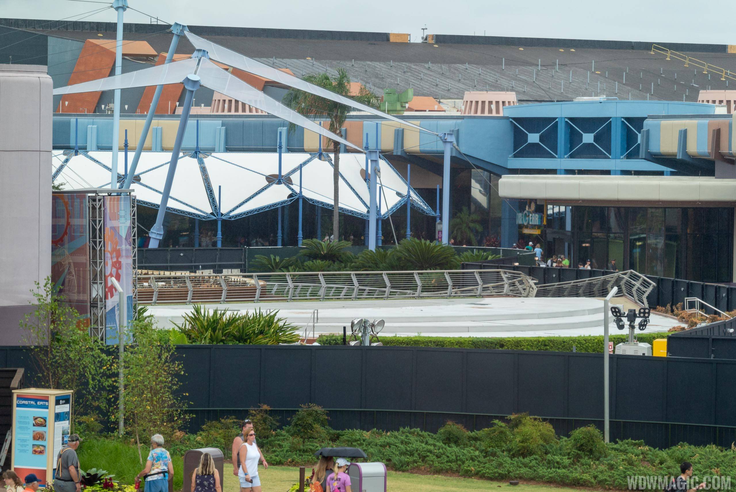 Epcot central area construction October 2019 - Looking toward Fountain of Nations