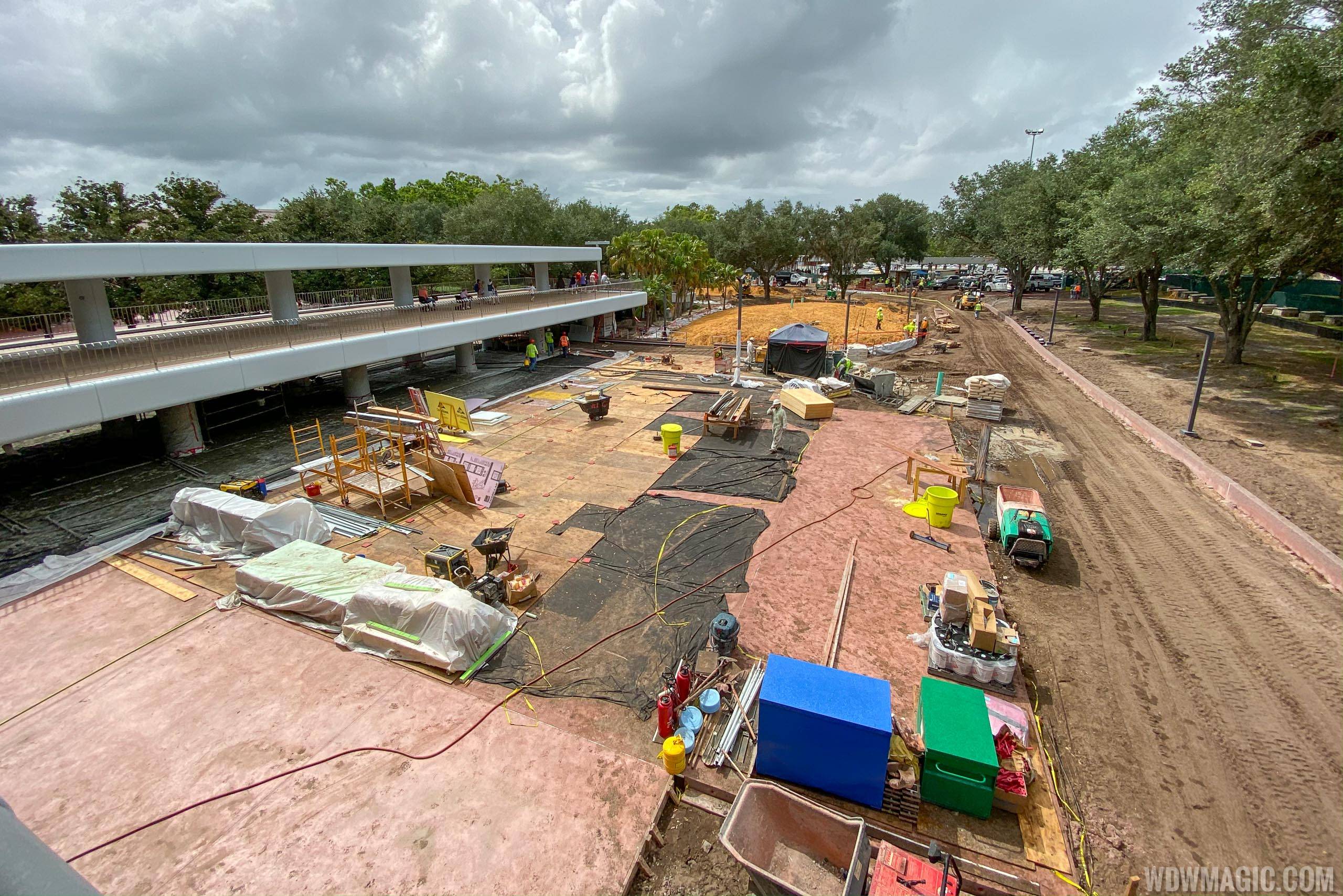 Epcot arrival area October 2019 - New entrance area and bag check