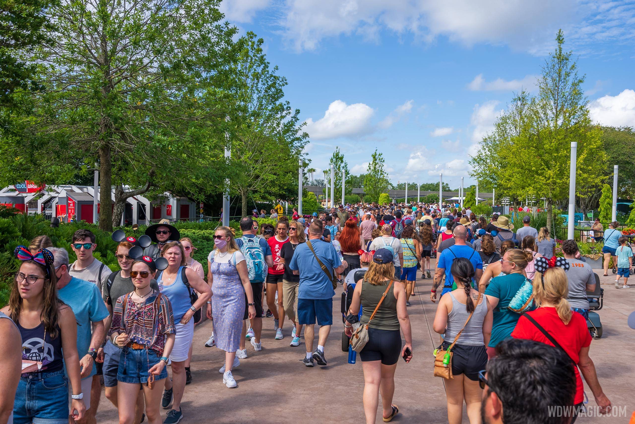 Guests heading for Test Track at rope drop