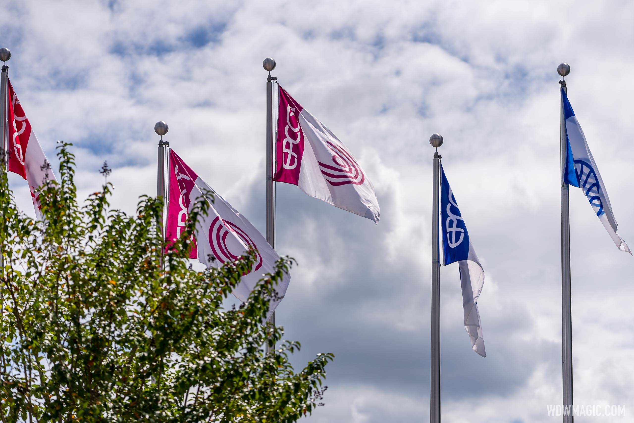 Updated EPCOT main entrance flags - September 2021