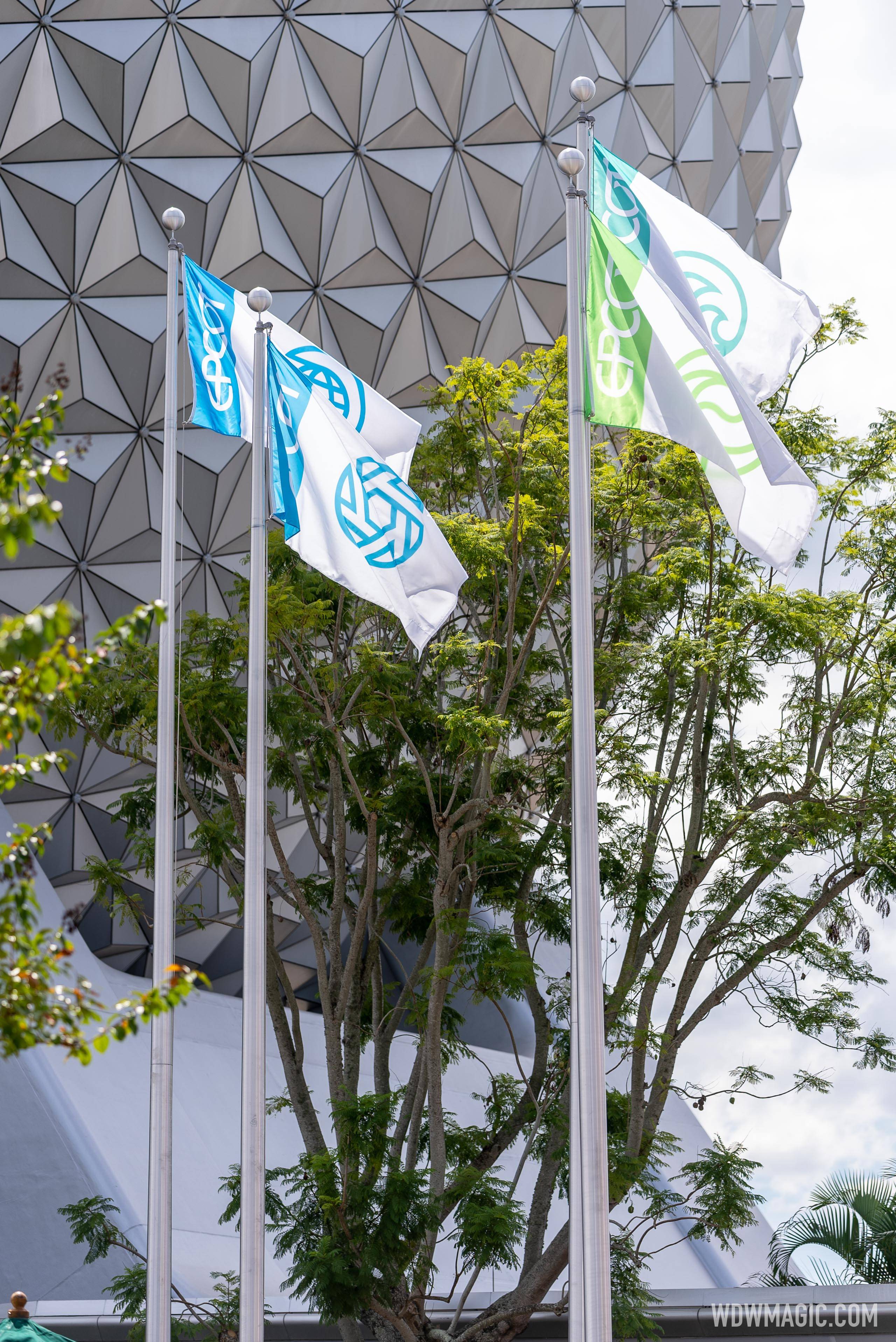 Updated EPCOT main entrance flags - September 2021