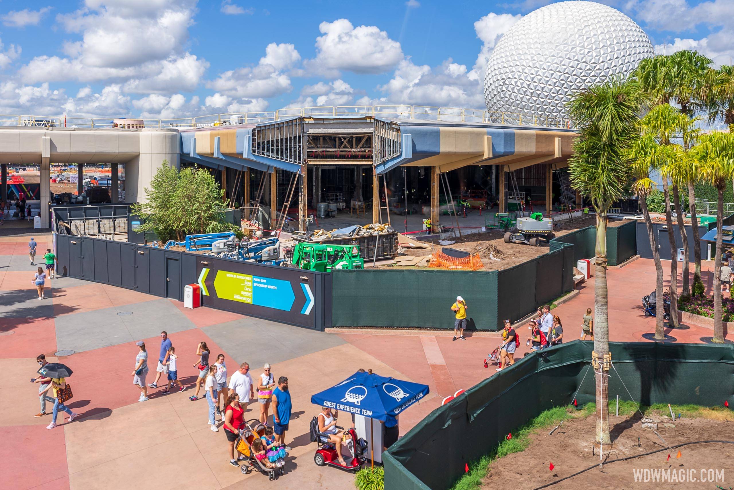 Latest look at construction of the new food and beverage area at the center of EPCOT in World Celebration