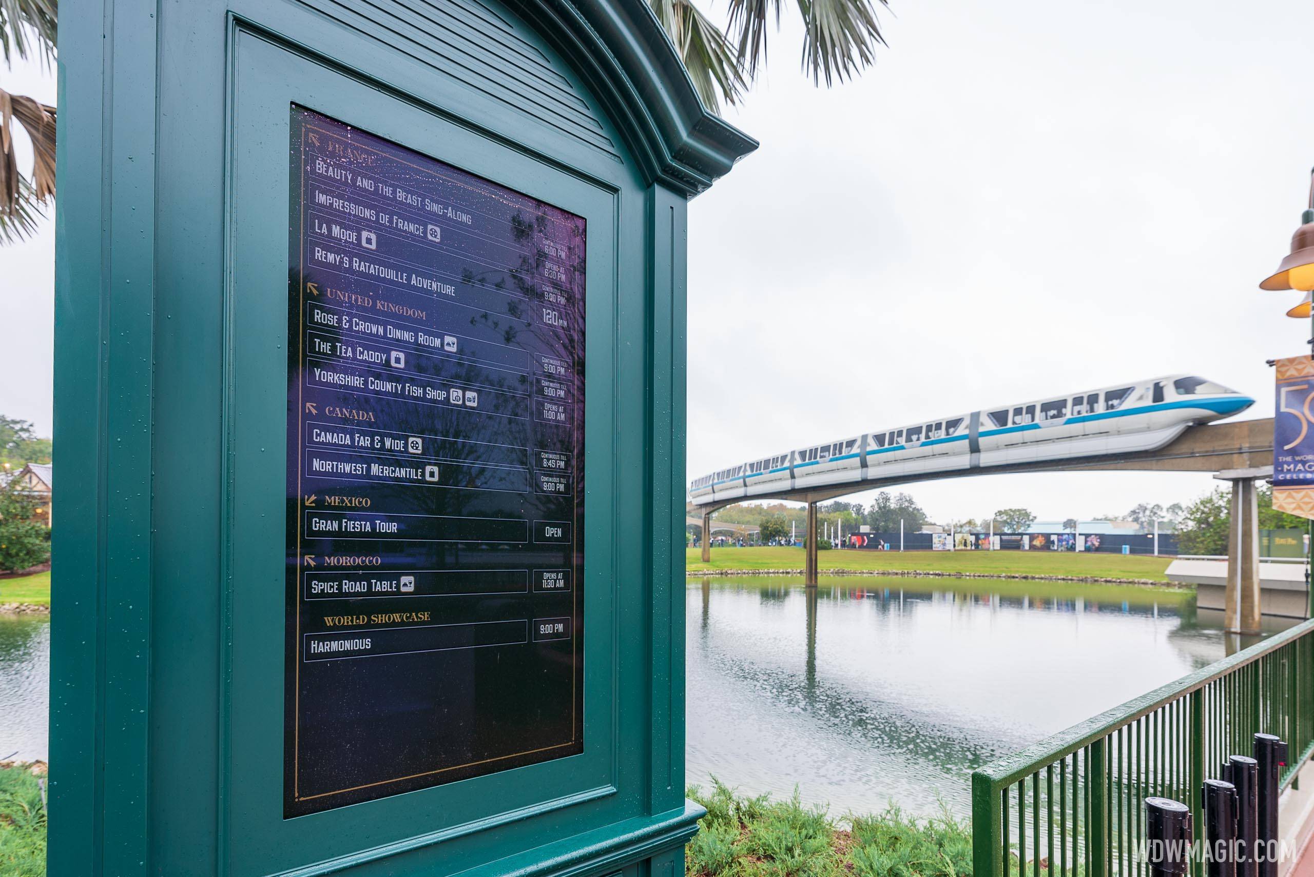 Themed Digital Tip Boards around EPCOT