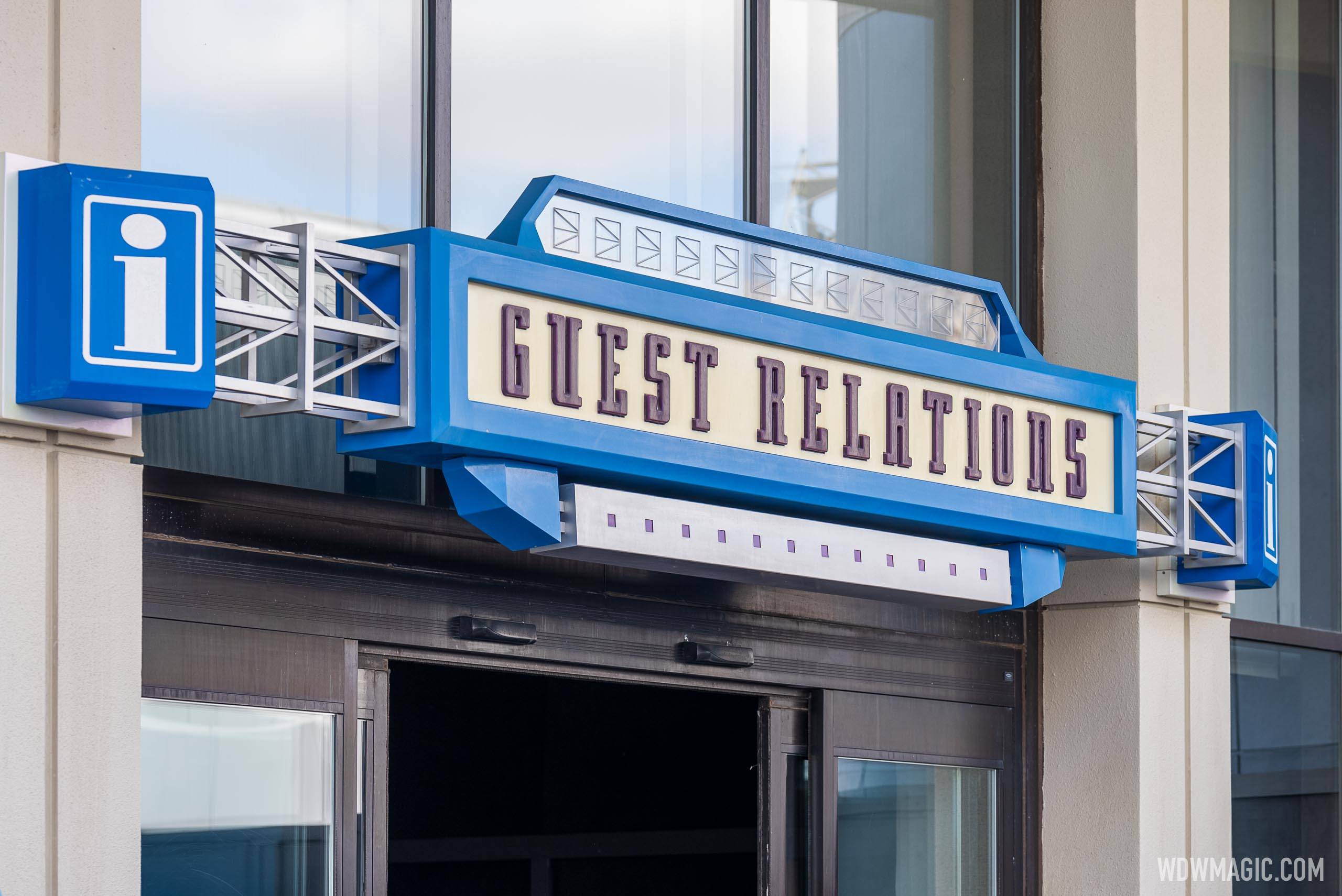 The former Guest Relations sign which has now been removed