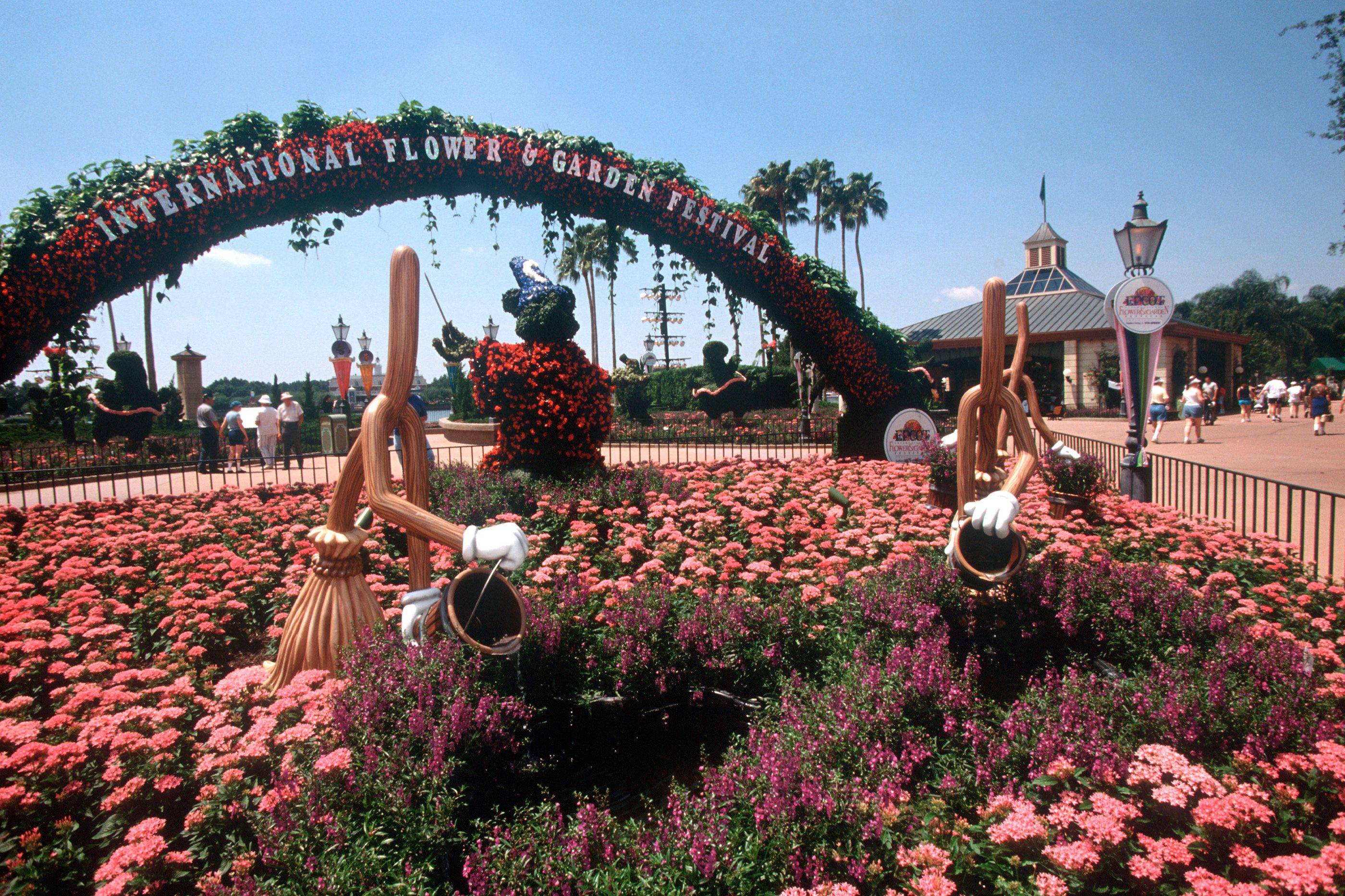 Topiaries celebrate the EPCOT International Flower & Garden Festival in 1997 at Walt Disney World Resort 