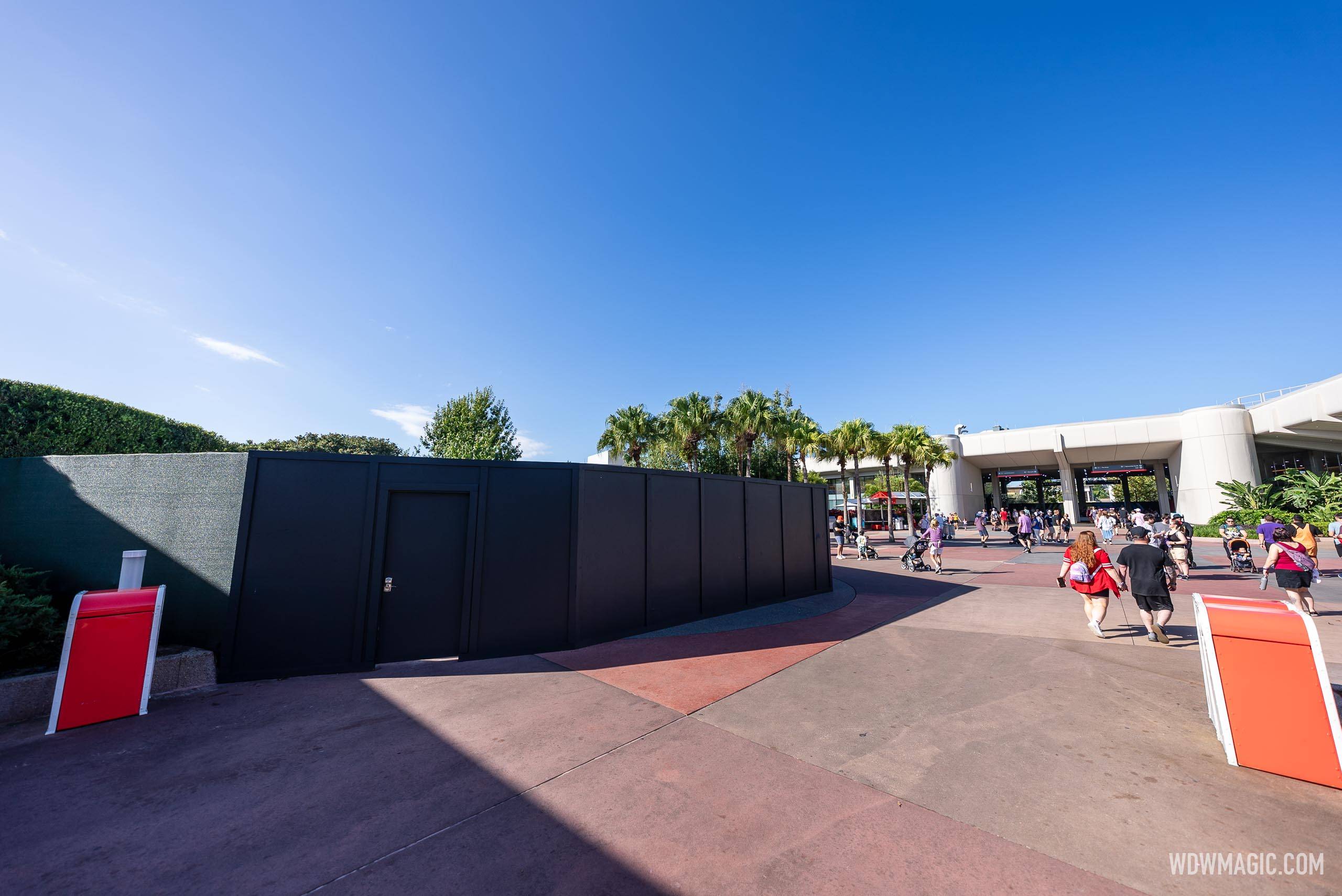 Liquid Layer splash pad goes behind construction walls in EPCOT's World Discovery