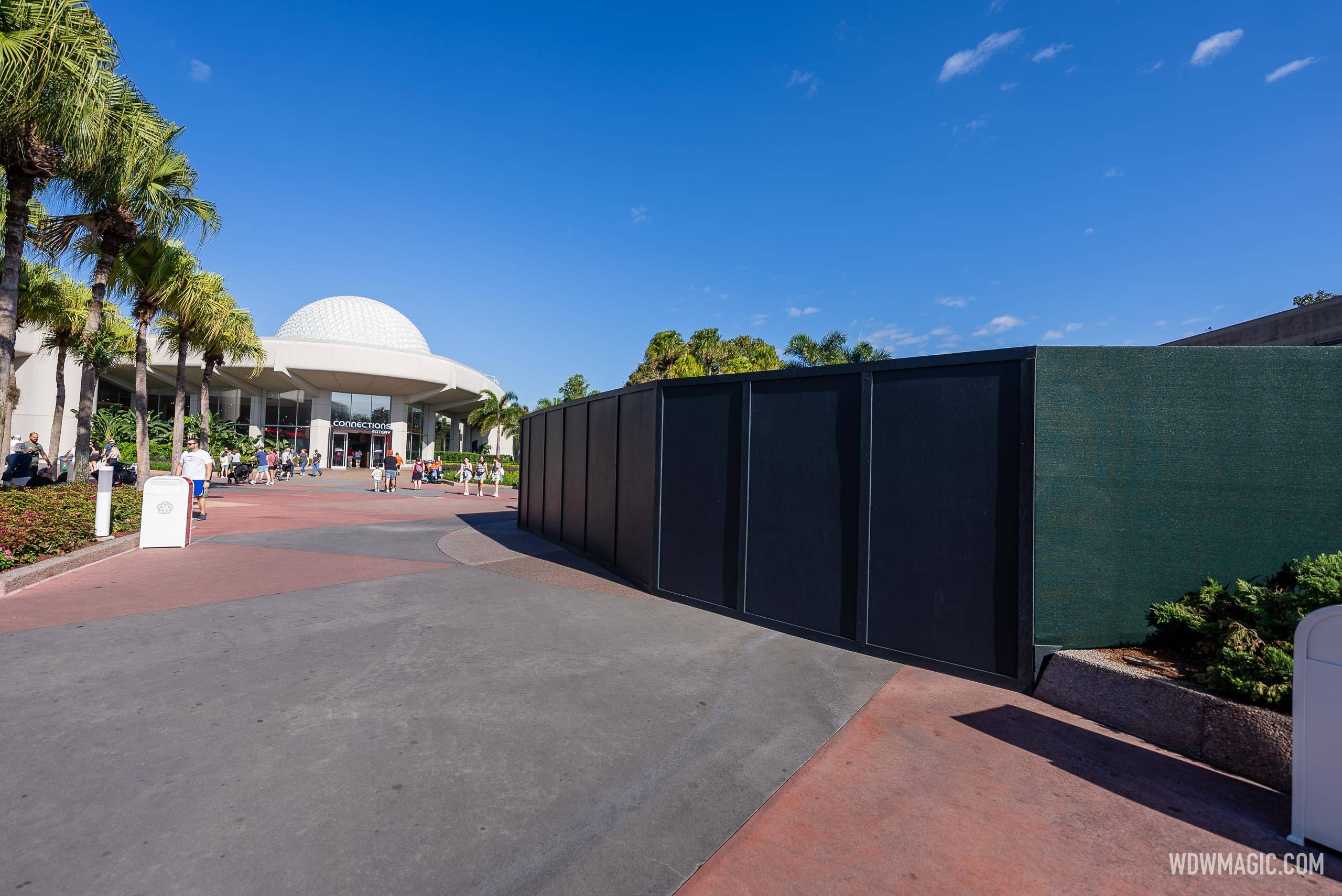 Liquid Layer splash pad goes behind construction walls in EPCOT's World Discovery