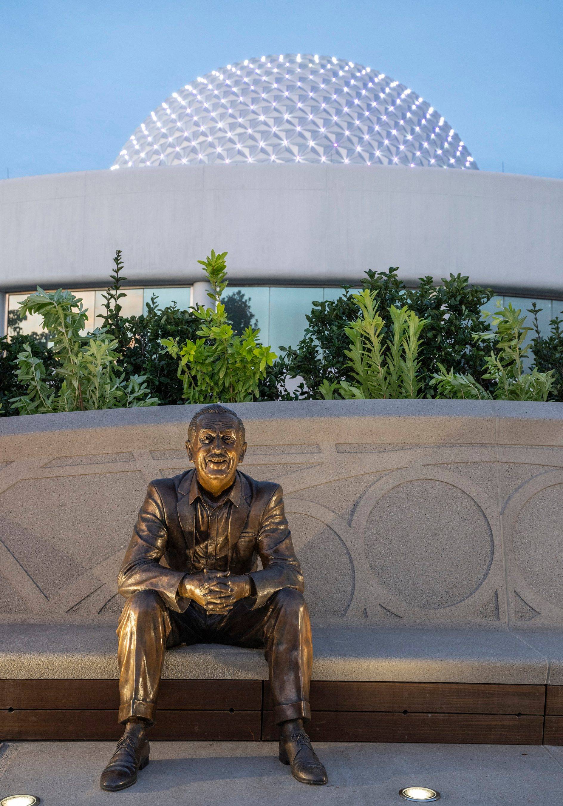 Walt the Dreamer statue at Dreamers Point in World Celebration at EPCOT
