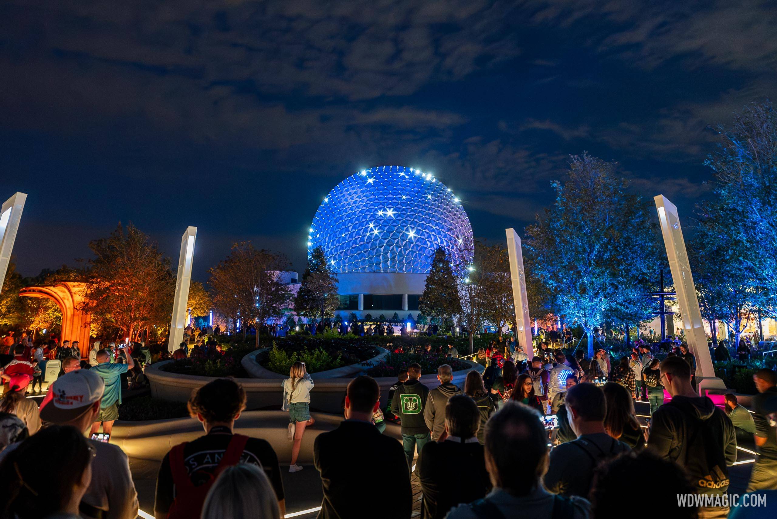 Spectacular nighttime views of EPCOT's World Celebration Gardens